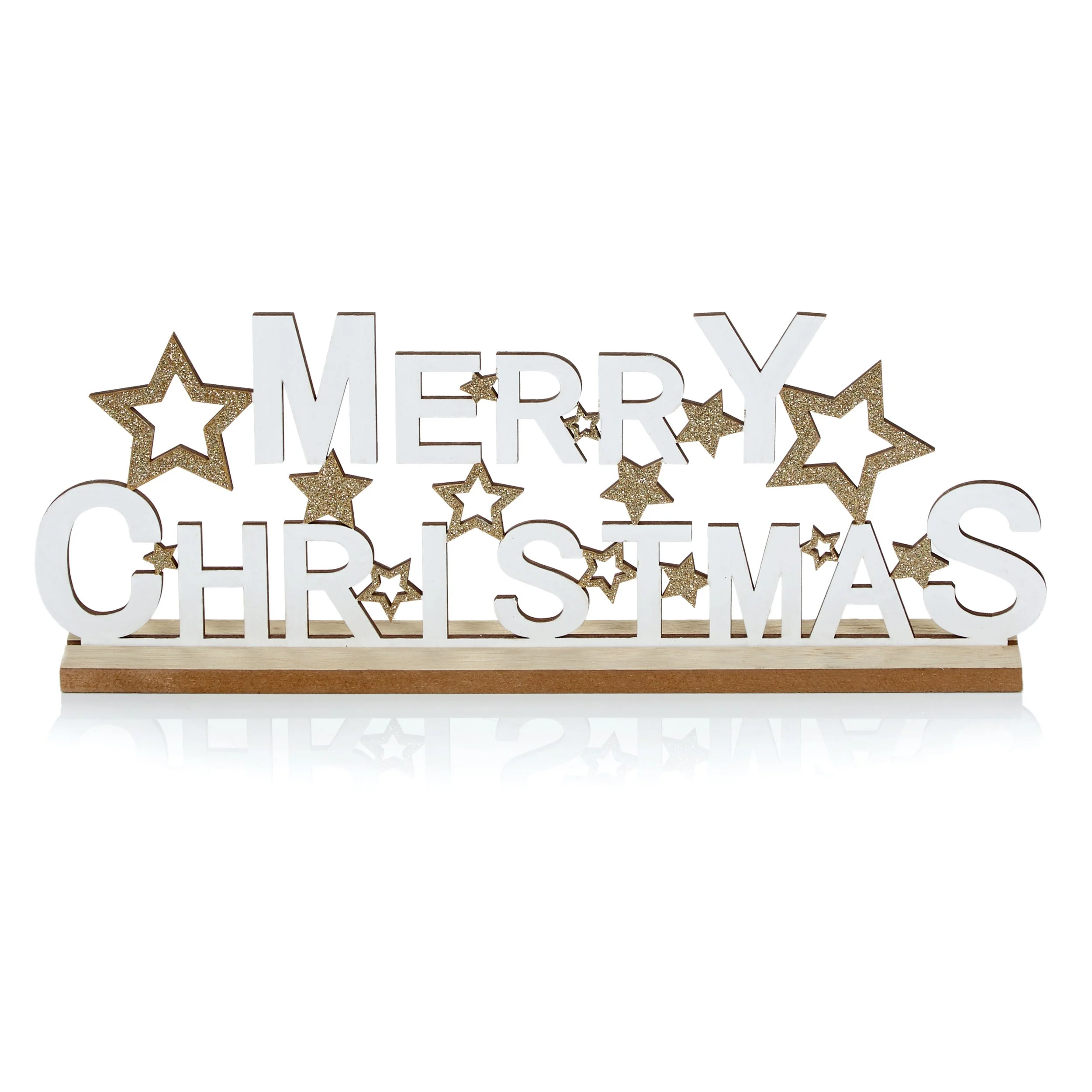 White Merry Christmas Table Sign Home Interiors Clocks, Mirrors
