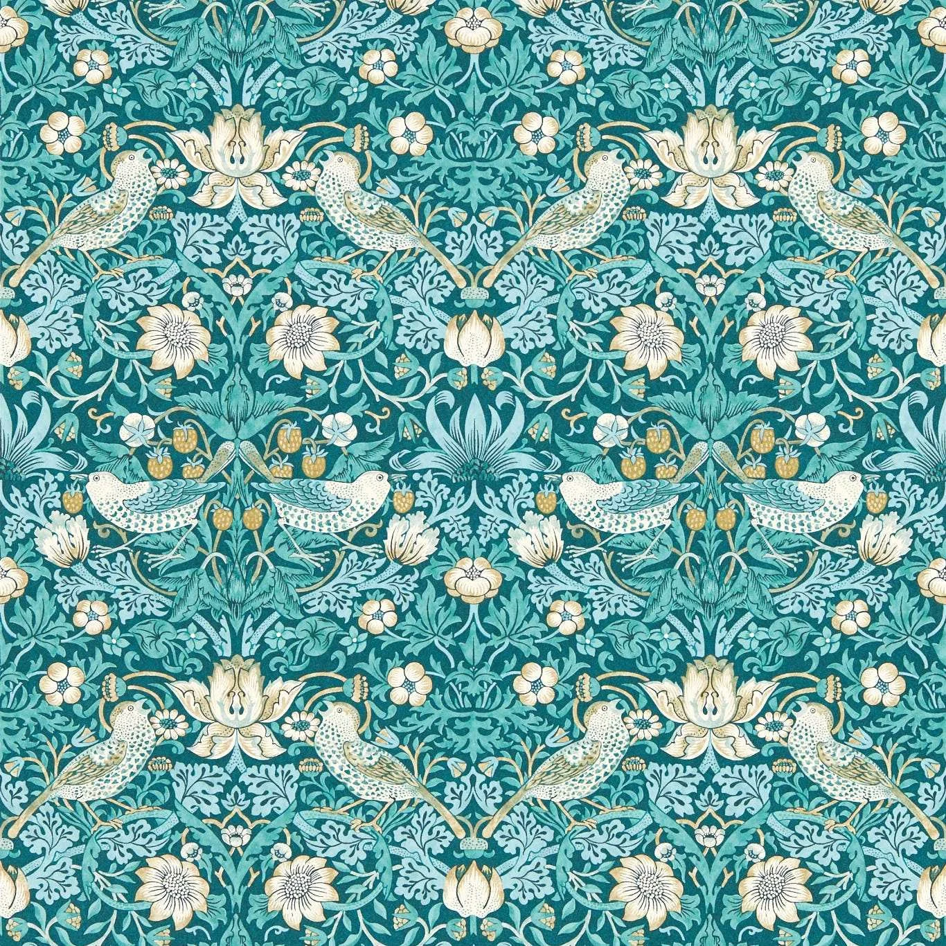 William Morris Designs Strawberry Thief Wallpaper W0171/06 Versace