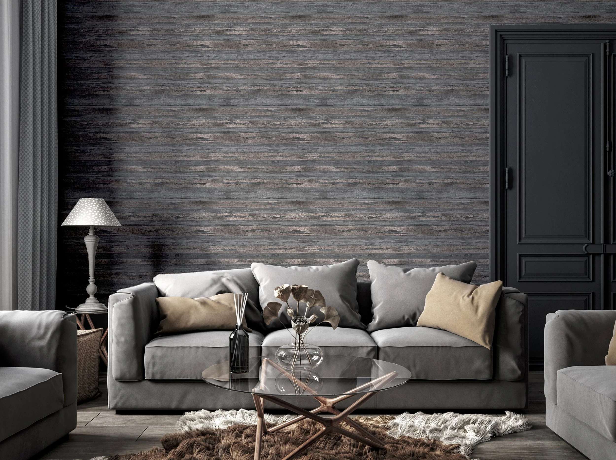 Sahara Charcoal/Rose Gold Wallpaper 297704 Transform Your Space with