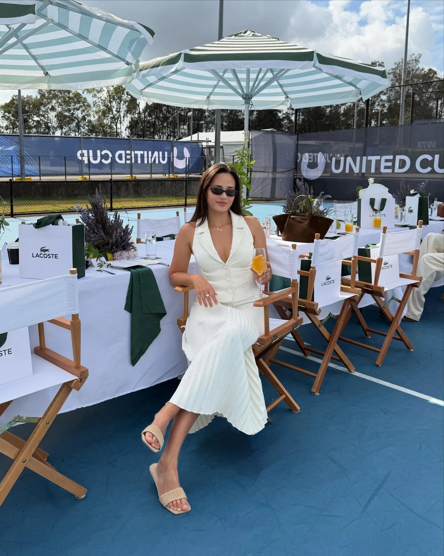 Good morning darling 🎾🐊 it&rsquo;s a tennis day at the United Cup, celebrating the Original @lacoste frangrances and it&rsquo;s pretty fancy 🫶🏽🥰 

#lacoste #unitedcup #whiteoutfit #ootd