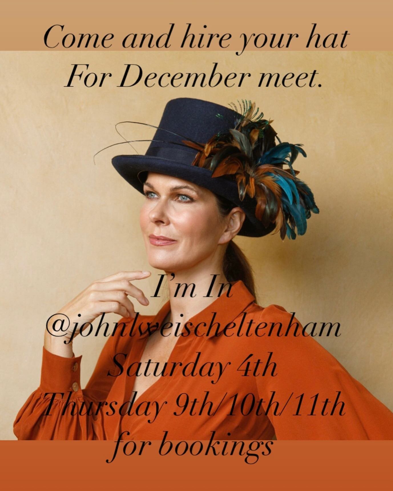 🐎Happy Weekend Everyone🐎 
Just to let you all know I&rsquo;m currently back in @johnlewischeltenham with a selection of my hats to hire. So if your looking for statement headwear for the December meet next weekend pop in and see me .  I&rsquo;m in 