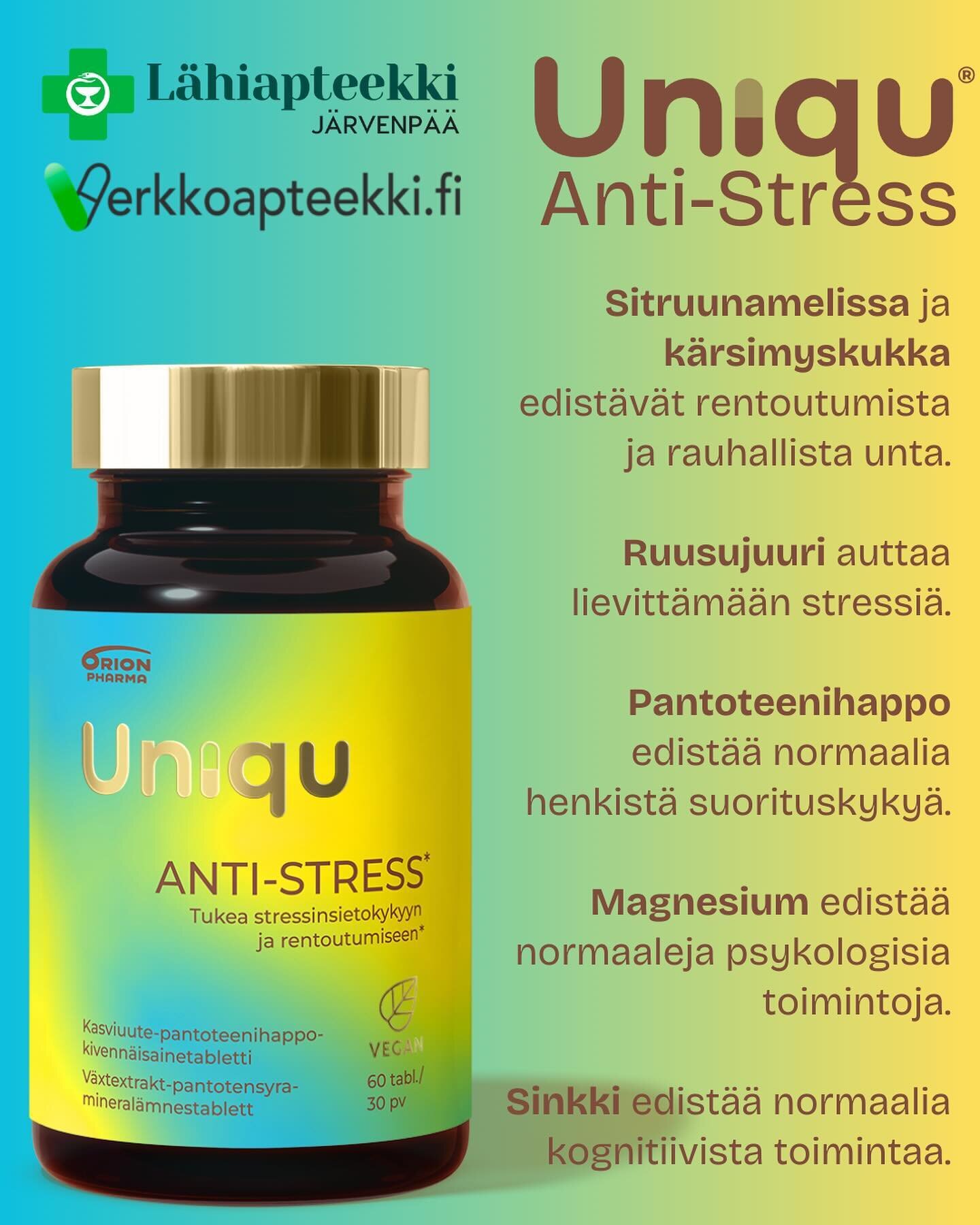 Uusi Uniqu-sarja on kehitetty tukemaan jokaisen hyvinvointia.❤️🩵💜
Koko sarja helmikuun ajan -20%.🧡💛💚
Mik&auml; n&auml;ist&auml; olisi sinulle sopiva?

#apteekki #itsehoitoapteekki #alennus #jarvenp&auml;&auml; #vitamiini #wellbeing