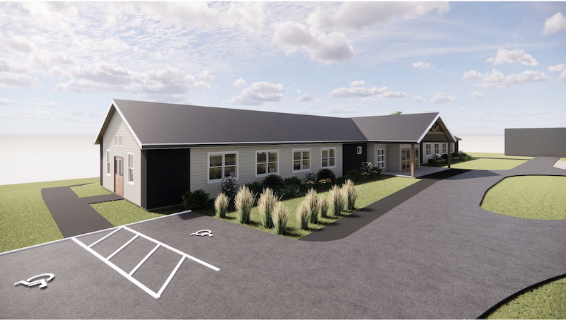 rendering of the new dorms wing's exterior