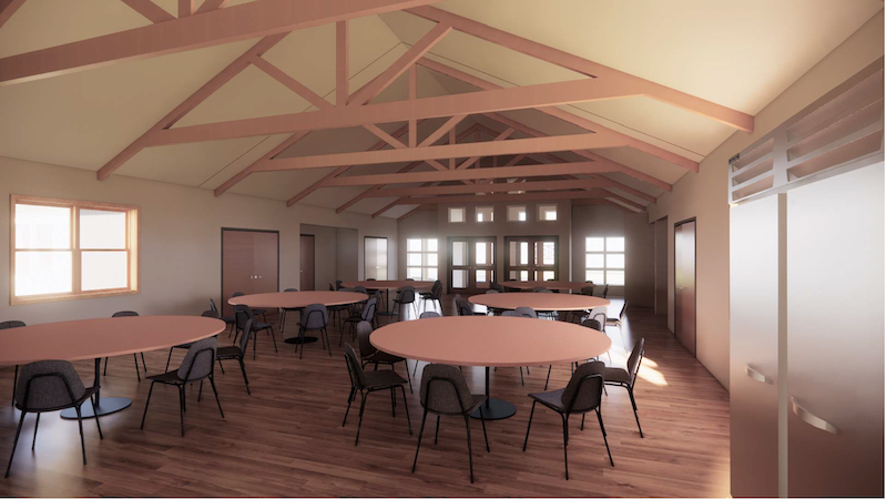 rendered image of the proposed new kitchen gathering space