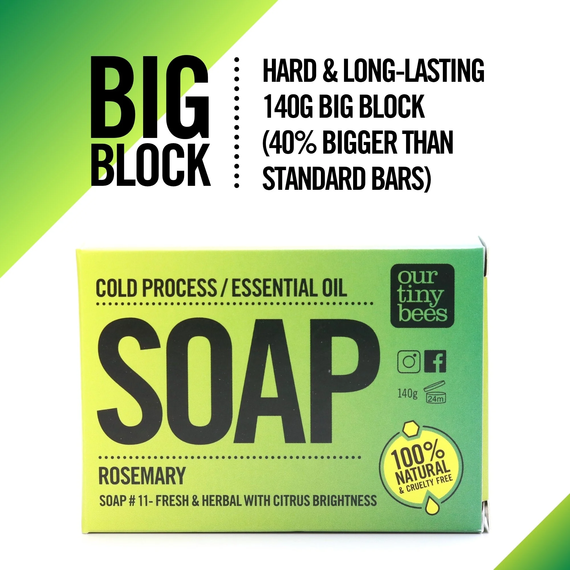 Soap #11: Rosemary (140g Big Block)