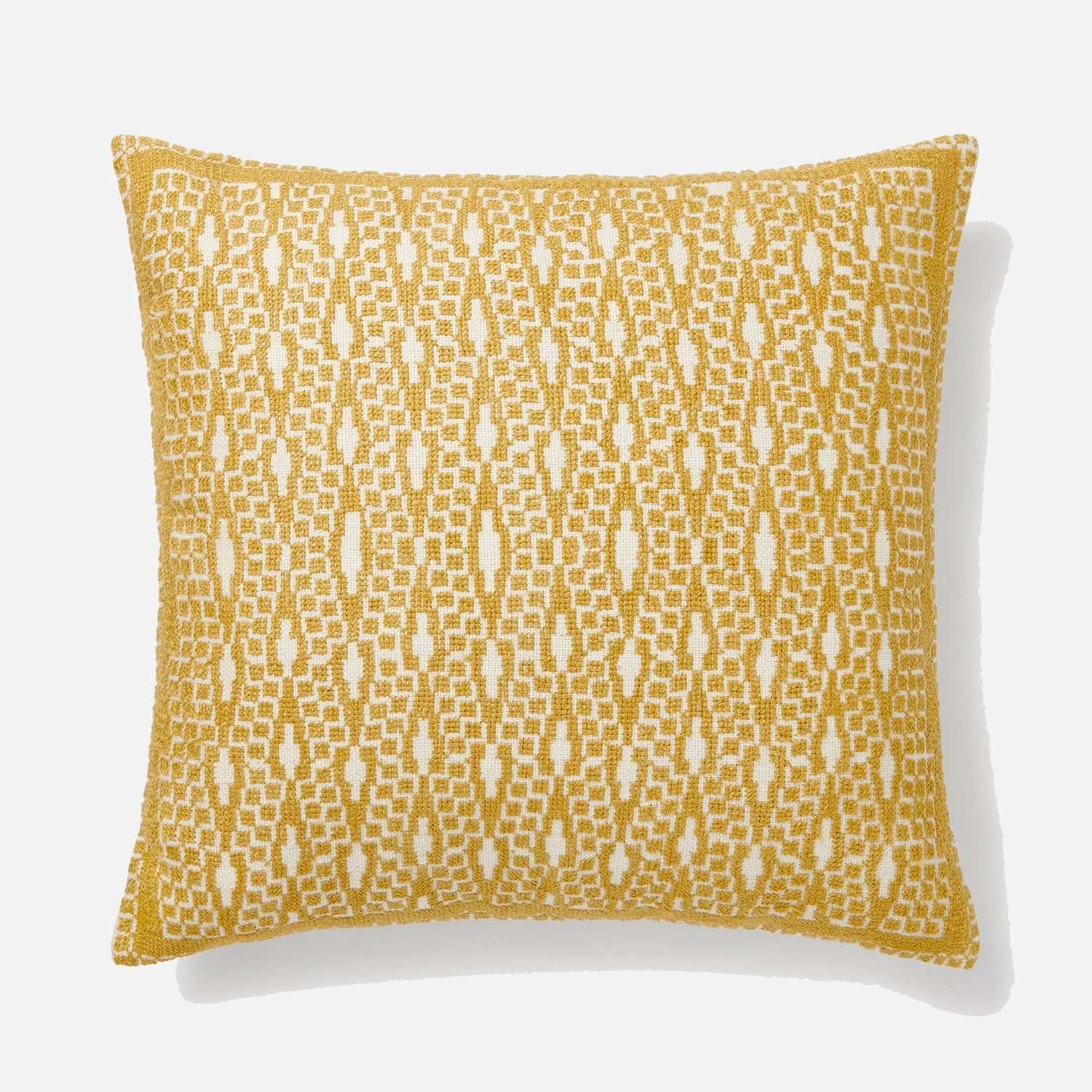 Kamh yellow hand-embroidered cushion cover