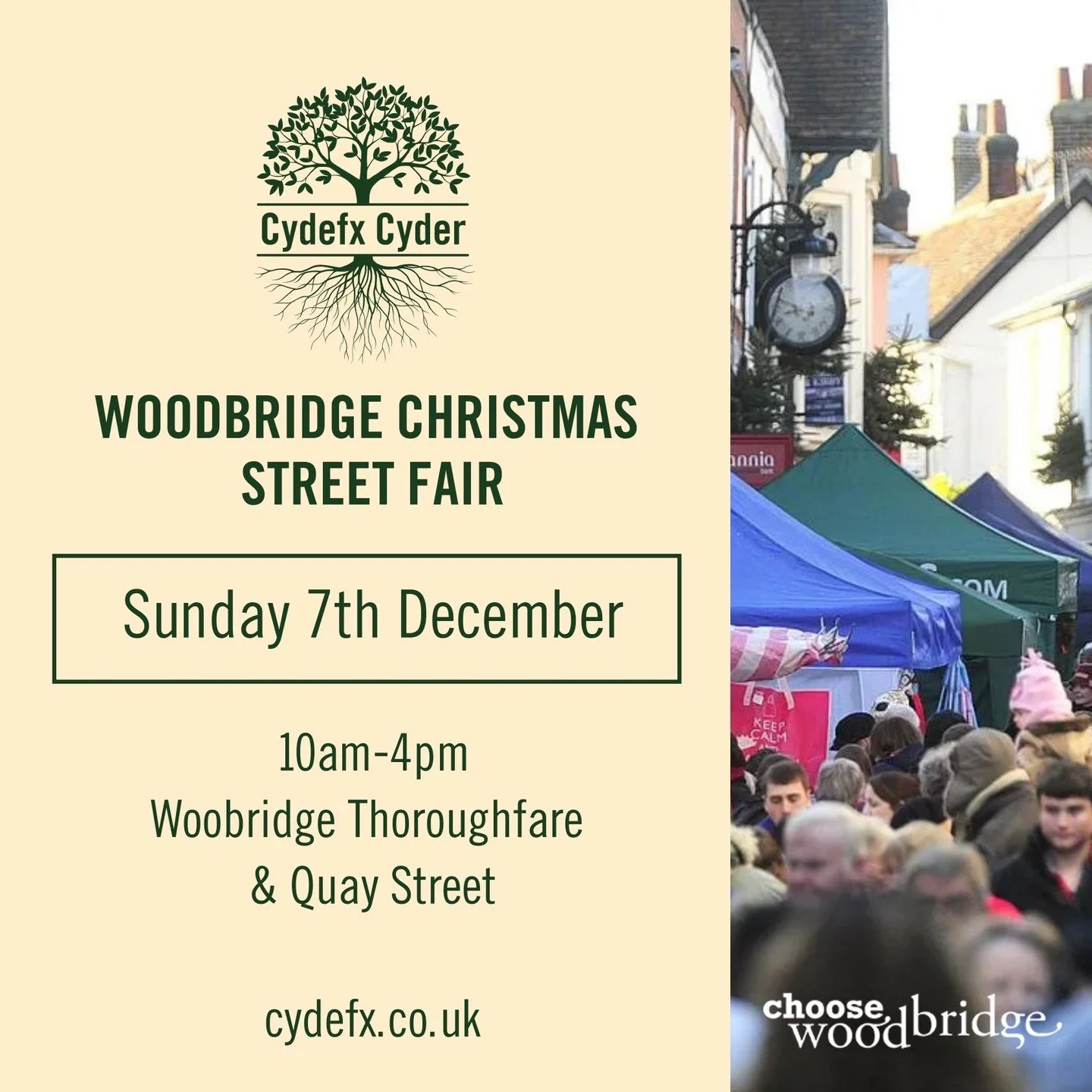This Sunday (7th Dec) you can find us on Quay Street, Woodbridge @choosewoodbridge. We&rsquo;ll be serving mulled cyder and offering our full range of delicious apple based beverages. Come on down and visit the Woodbridge Christmas Street Fair (Food 