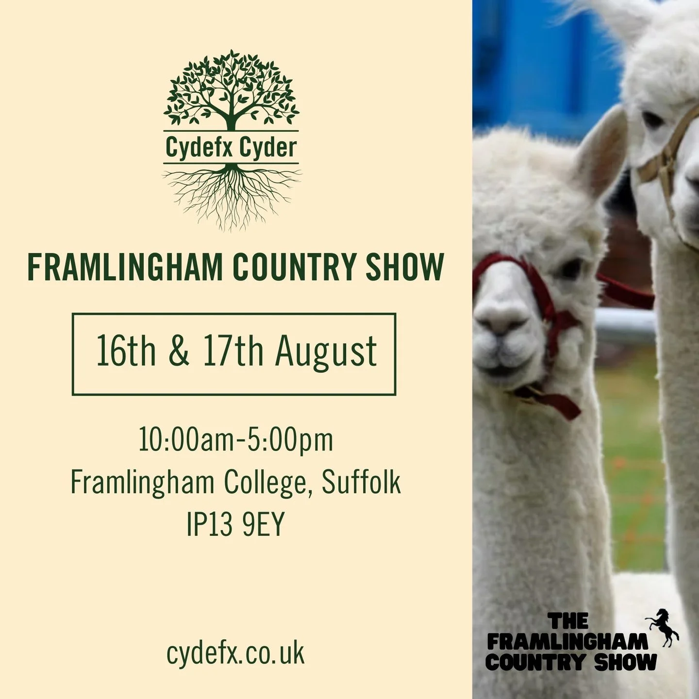 This weekend - we are at the Framlingham Country Show @framcollege The weather looks great, not too hot, so pop by and pick up a Cyder or two! . . . . #realcider #craftcider #suffolkcider #cydefx