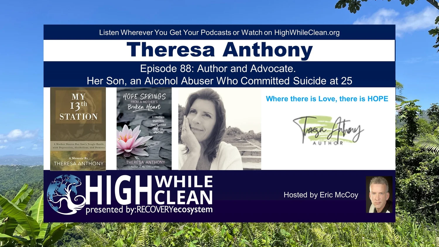 Episode 088: Theresa Anthony: Author and Advocate. Her Son, an Alcohol Abuser Who Committed Suicide at 25 episode artwork