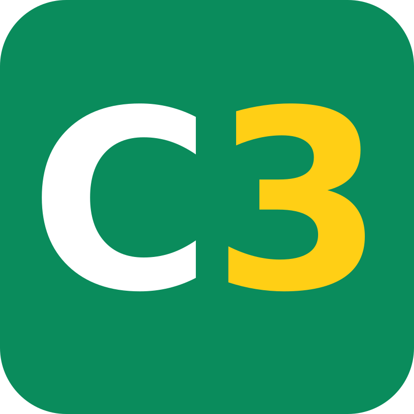 C3 logo with a green background, a large white 'C' and a yellow '3'