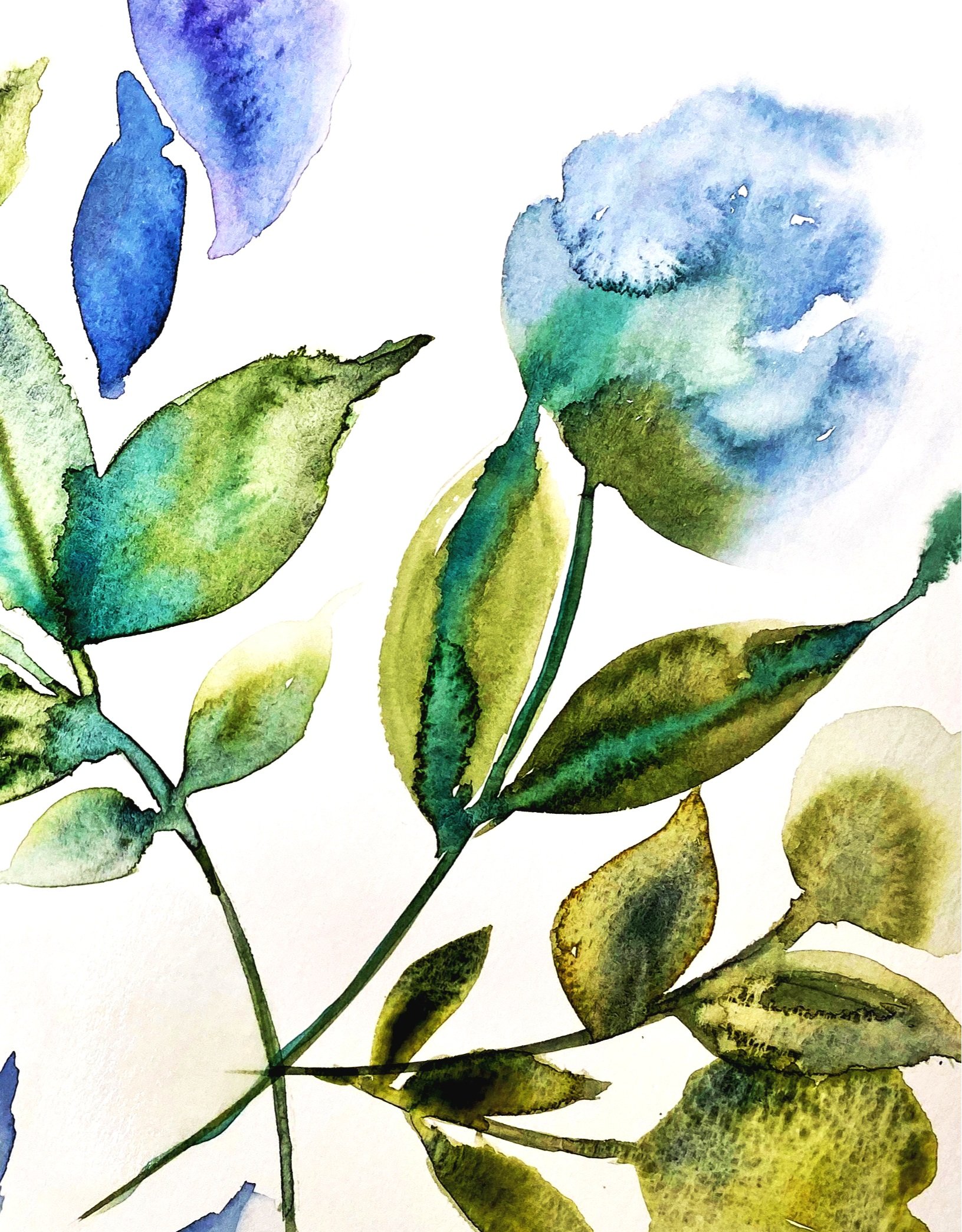 Wet Blue Flowers-IA0007