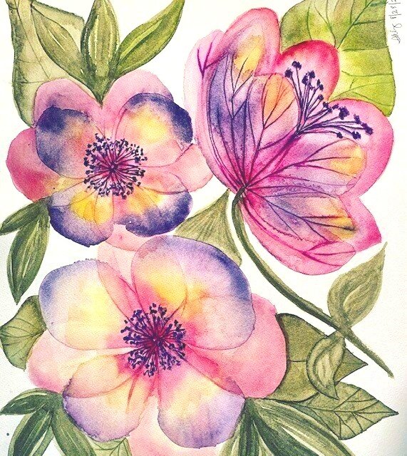Watercolor veins Flowers-IA00018