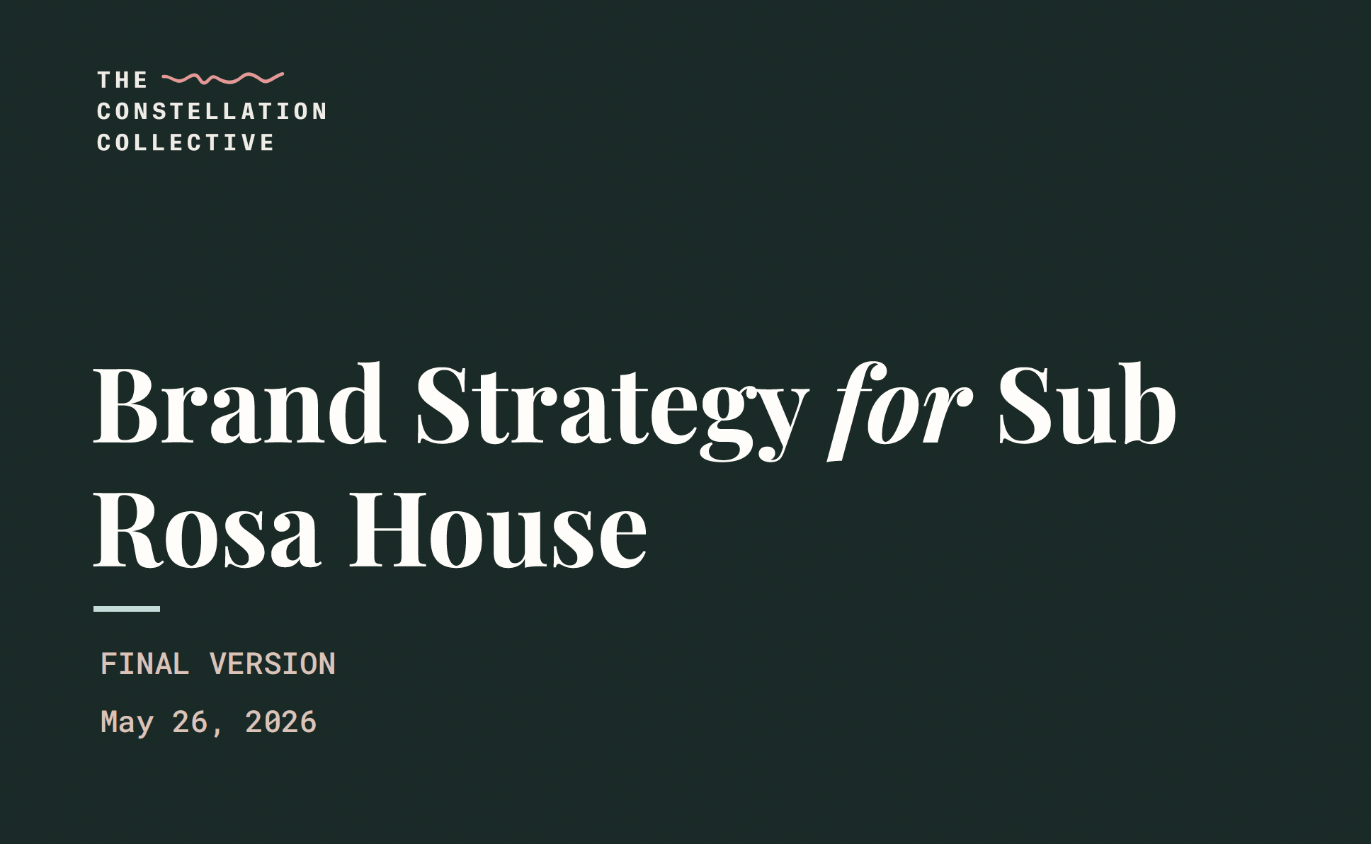 Sub Rosa House brand strategy — title slide