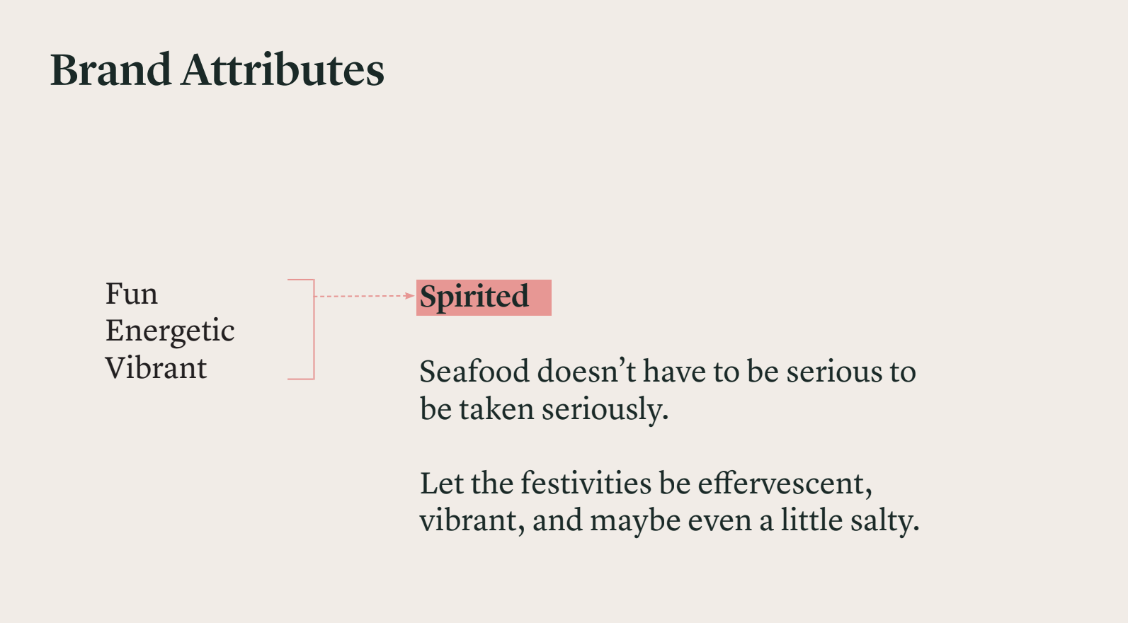 The Lobster Place brand attributes - Spirited