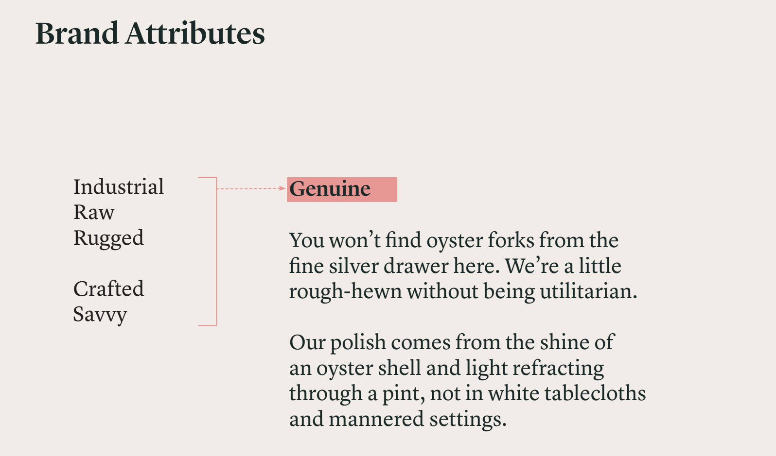 The Lobster Place brand attributes - Genuine