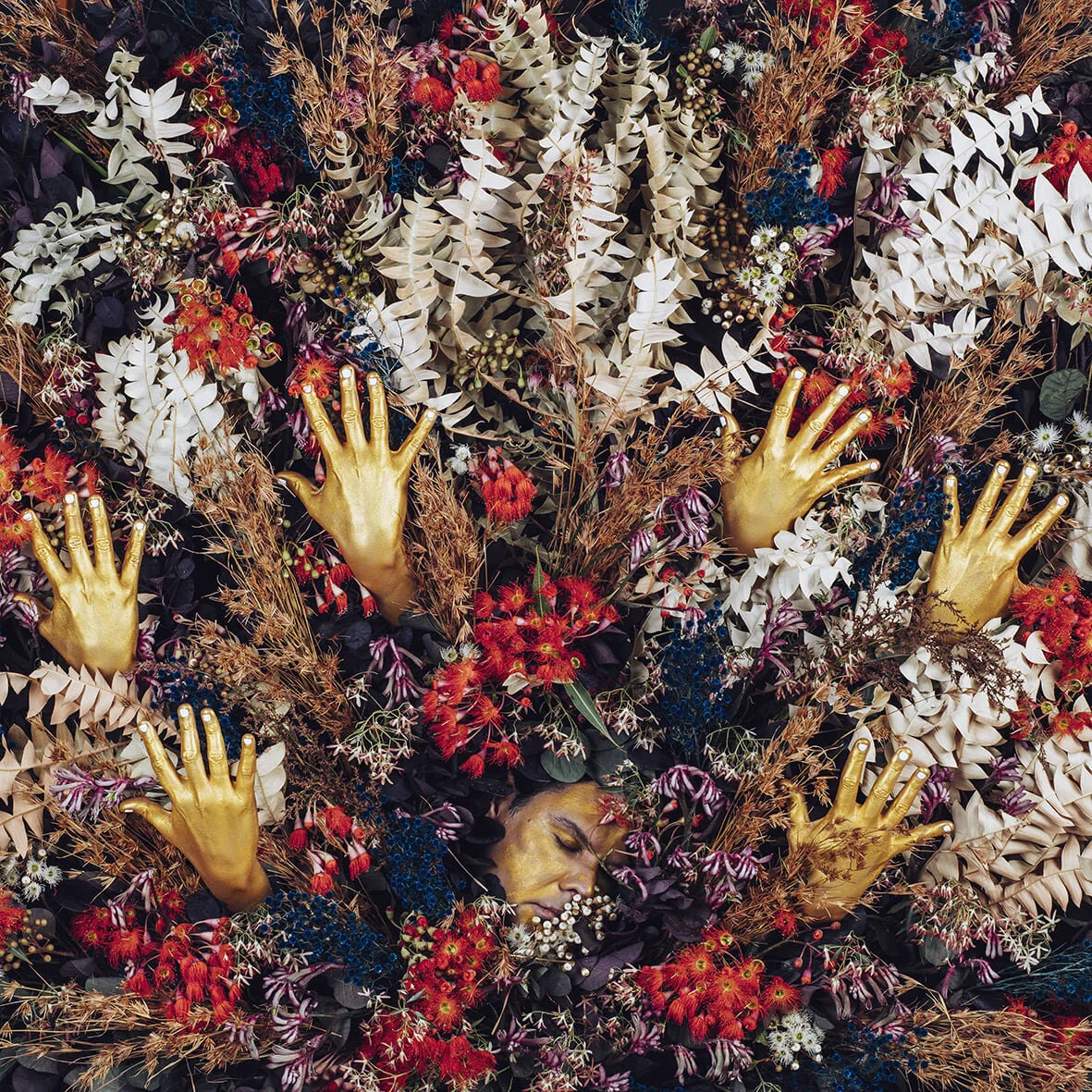 Christian Thompson AO, Barindyila Barindyila (Sister, Sister), 2021, C-type print on metallic paper, 120 x 120 cm, edition of 6 + 2 A.P