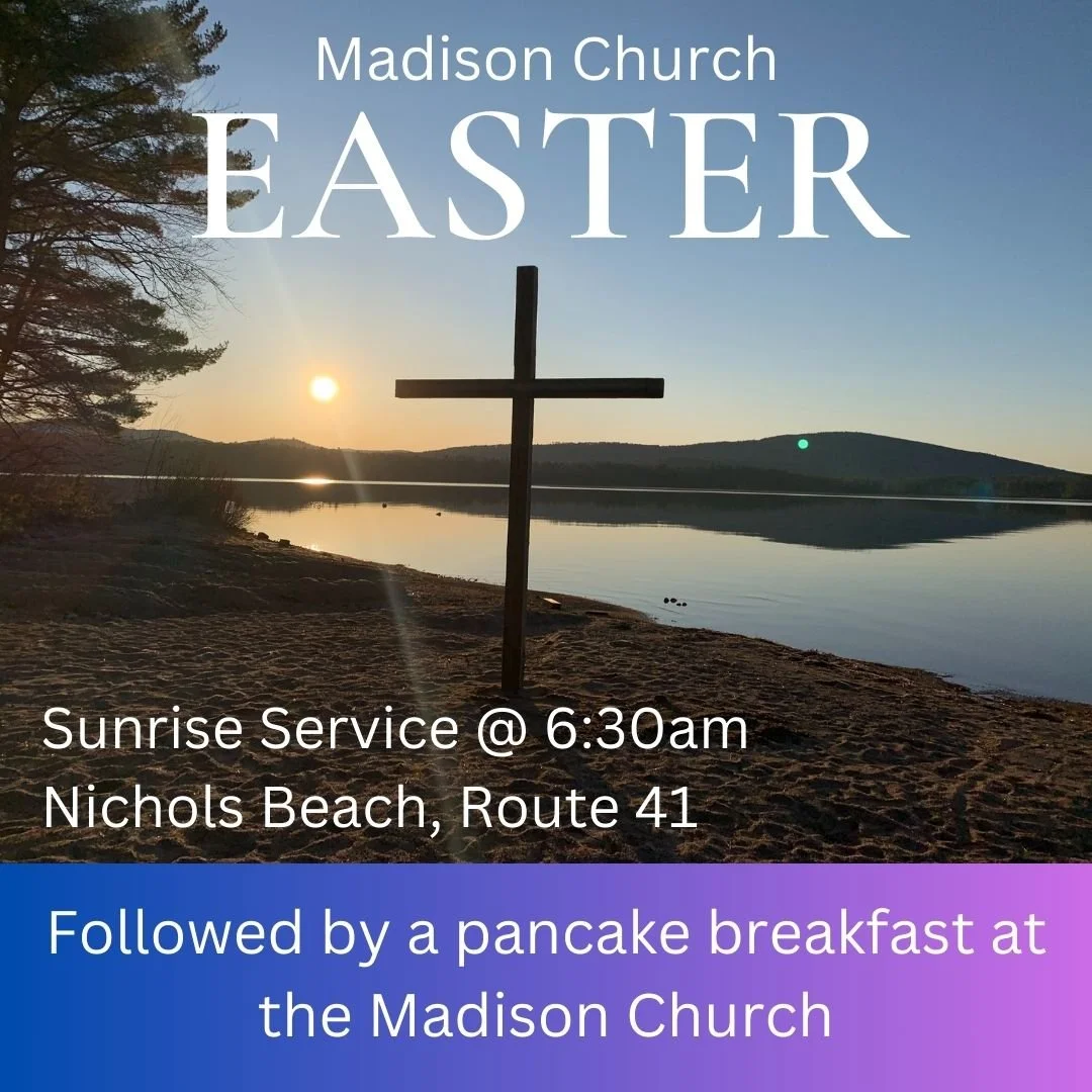 Flyer announcing Easter Sunrise Service at 6:30am on Nichols Beach on Route 41 in Madison, NH