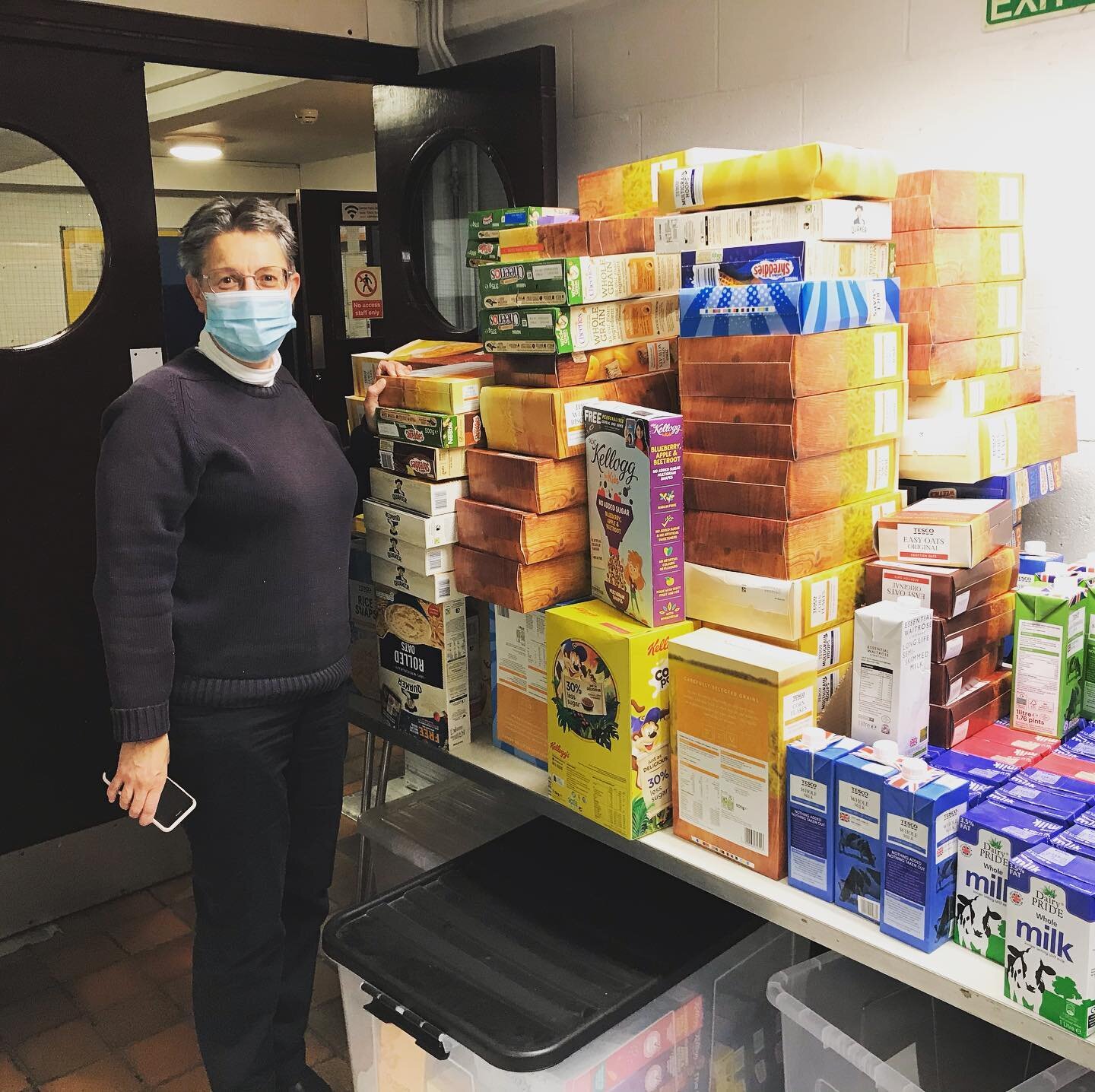 Our cereal mountain! Thank you for all the cereal donations this week 😊 We served 110 households this week so the mountain quickly disappeared!