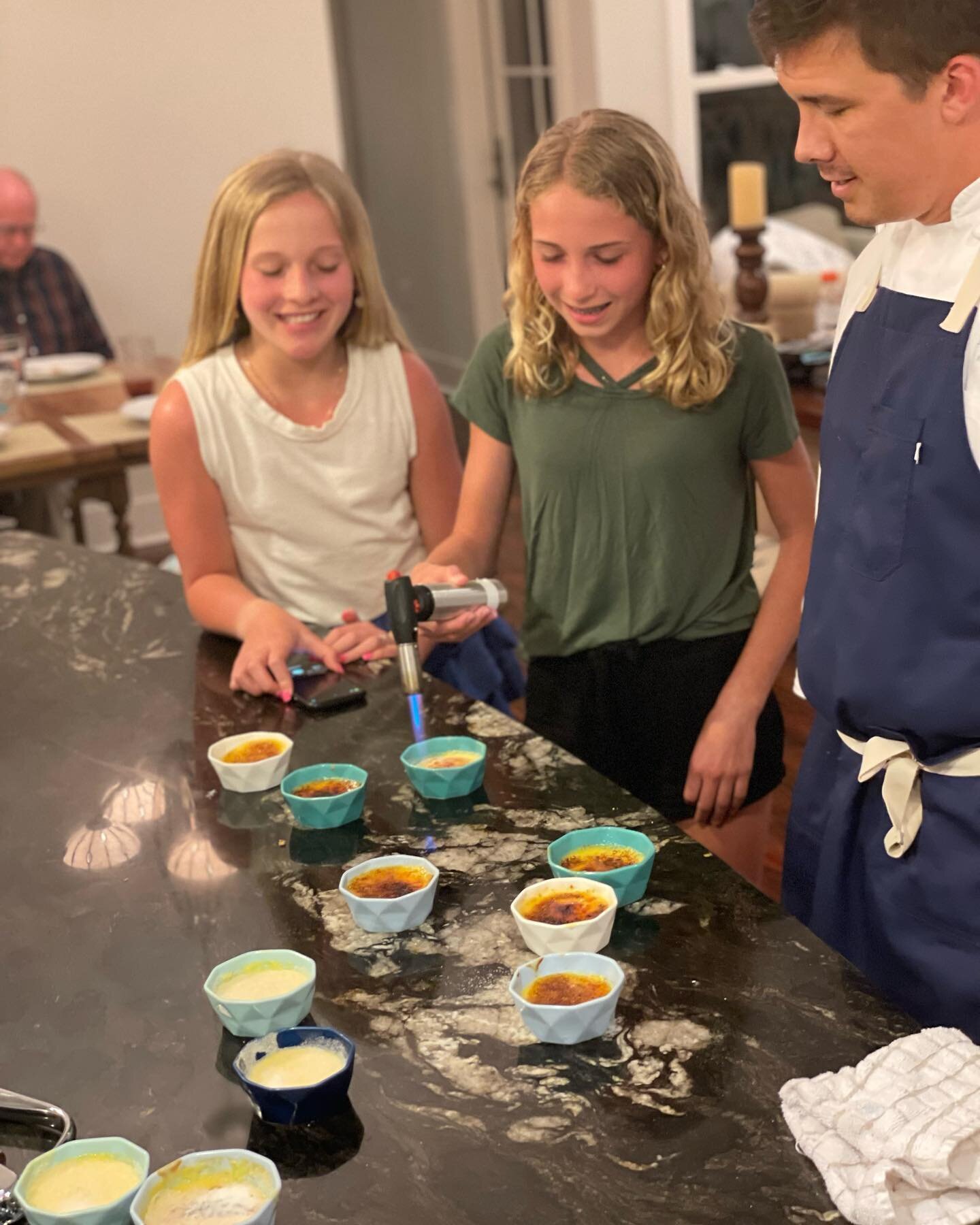 Chef Nathan loved teaching these young chefs how the br&ucirc;l&eacute;e! Not only is chef Nathan's food amazing, but he's personable, fun, and loves creating culinary experiences you'll never forget! 😎