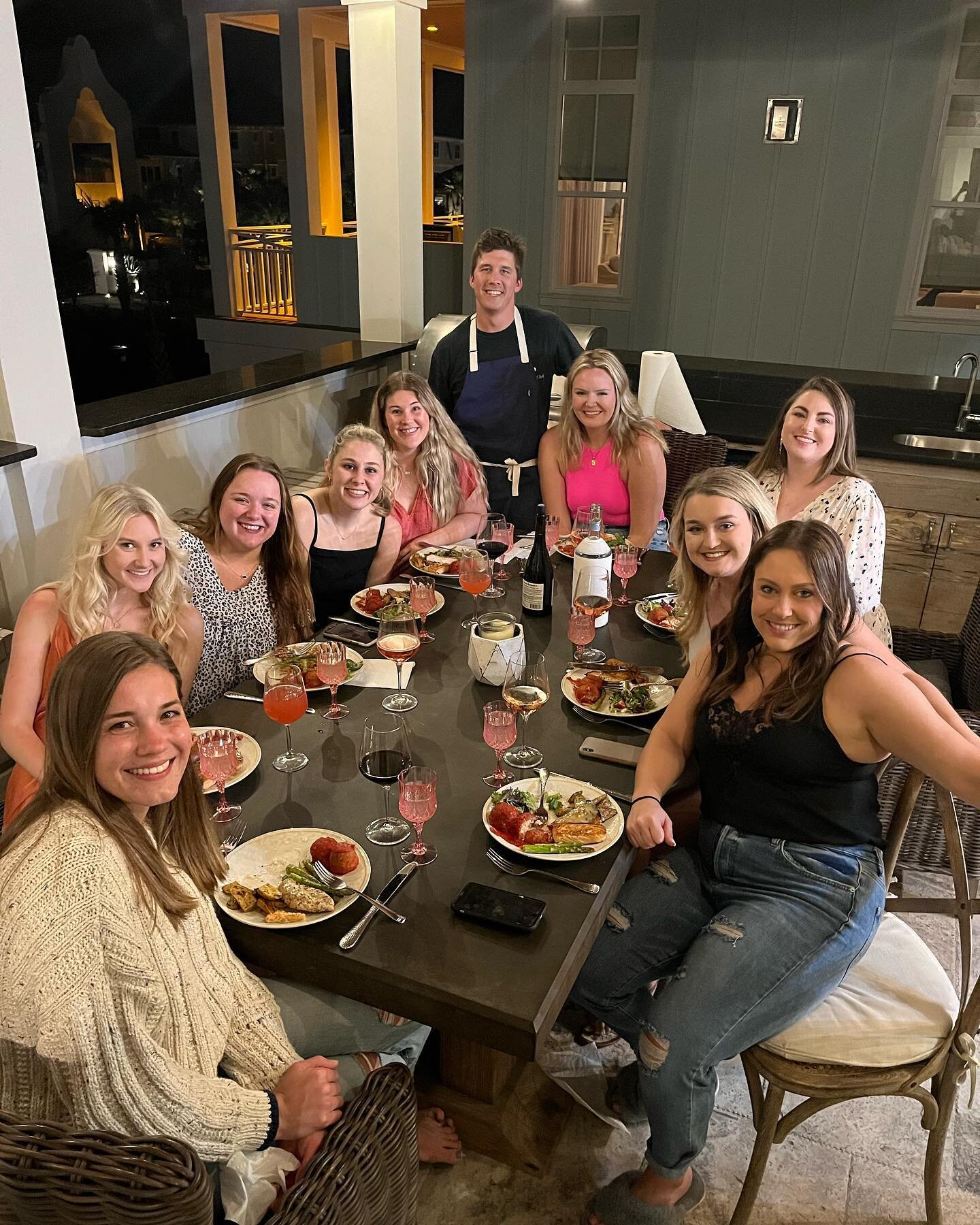 Chef Nathan gave these ladies a meal to remember! Parmesan arancini, citrus mixed green salad, cast iron seared Atlantic salmon, rosemary &amp; lemon grilled @joycefarms fresh chicken breast, roasted asparagus &amp; fingerling potatoes, finished off 