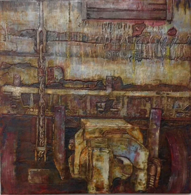 Wheels of Progress 2 Encaustic 24" x 24"