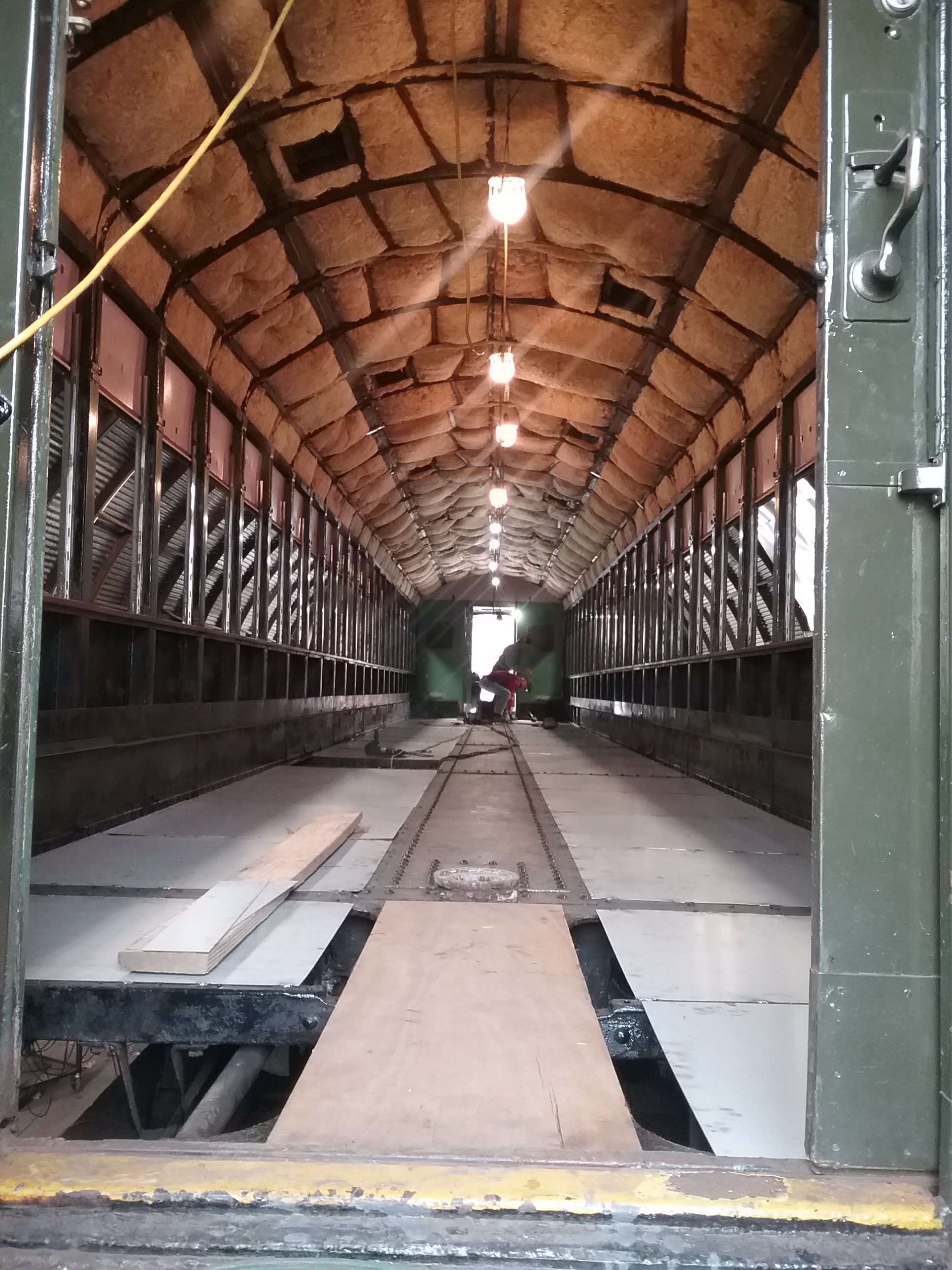  Once the floor was demolished, a new steel floor pan was installed, and then new wood stringers and insulation were added before the new floor was installed. 