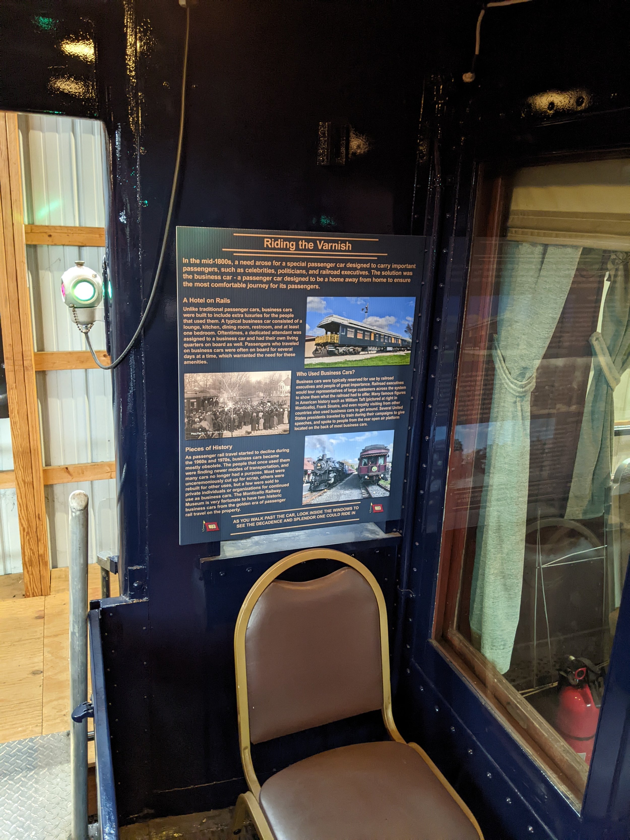  Volunteers also installed exhibits detailing the history of Wabash Business Car #6.  