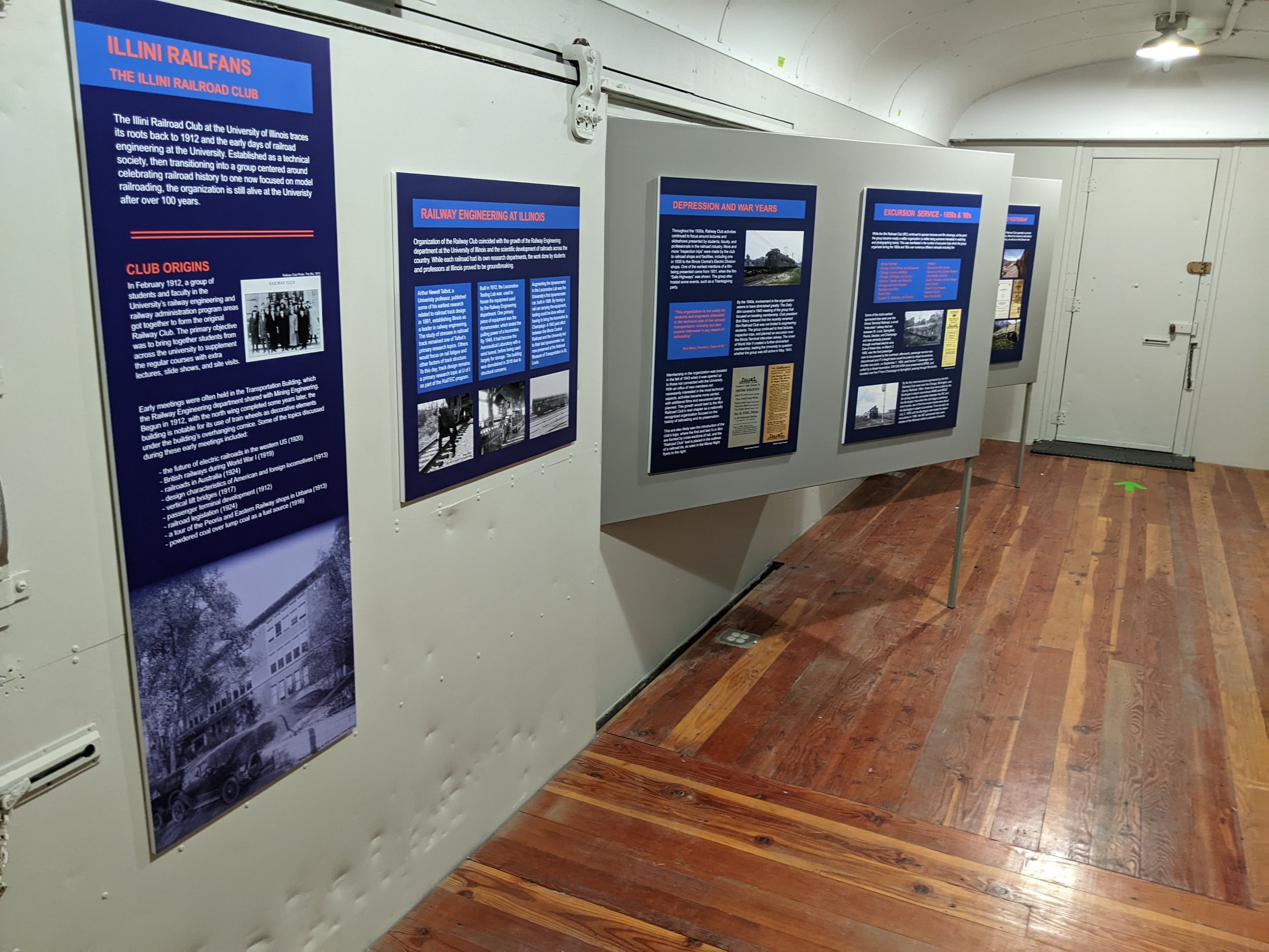  The new displays include exhibits about the history of the Illini Railroad Club, which is a club of students who attend the University of Illinois with an interest in railroading.  