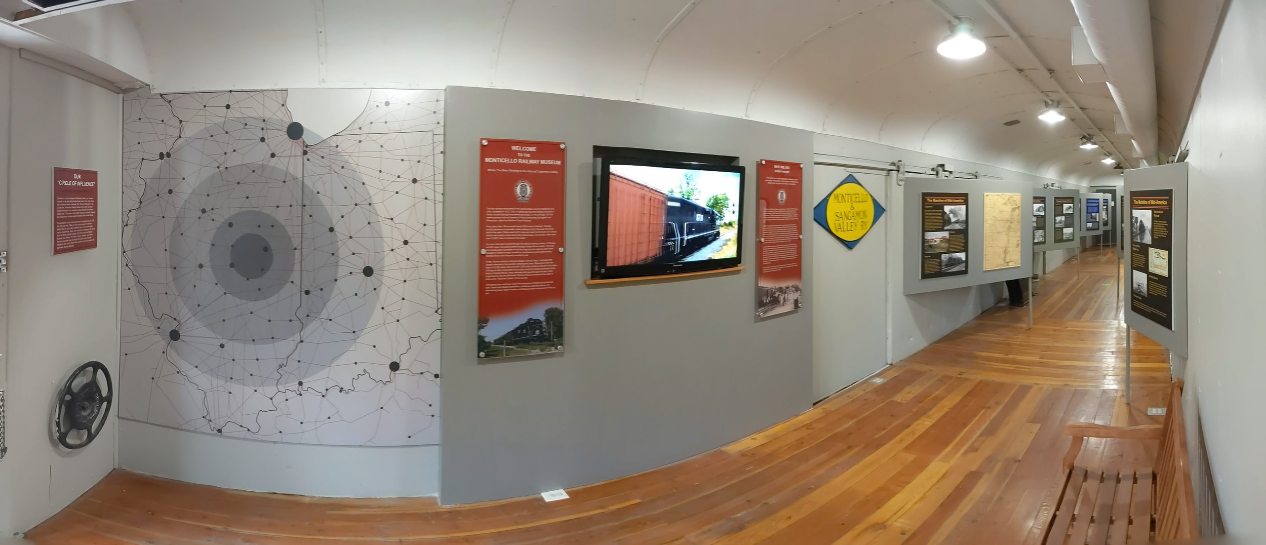  The new displays feature a map illustrated the history of railroading around Central Illinois.  