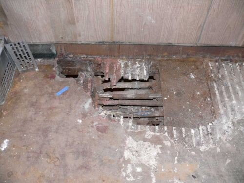 A little window leak plus time can cause big problems. Not only is the floor gone, but the conduits in and under the floor did not do well either.