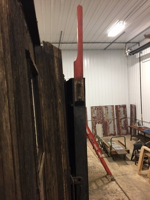 Original red painted snow plow marker for engineers side plow wing.