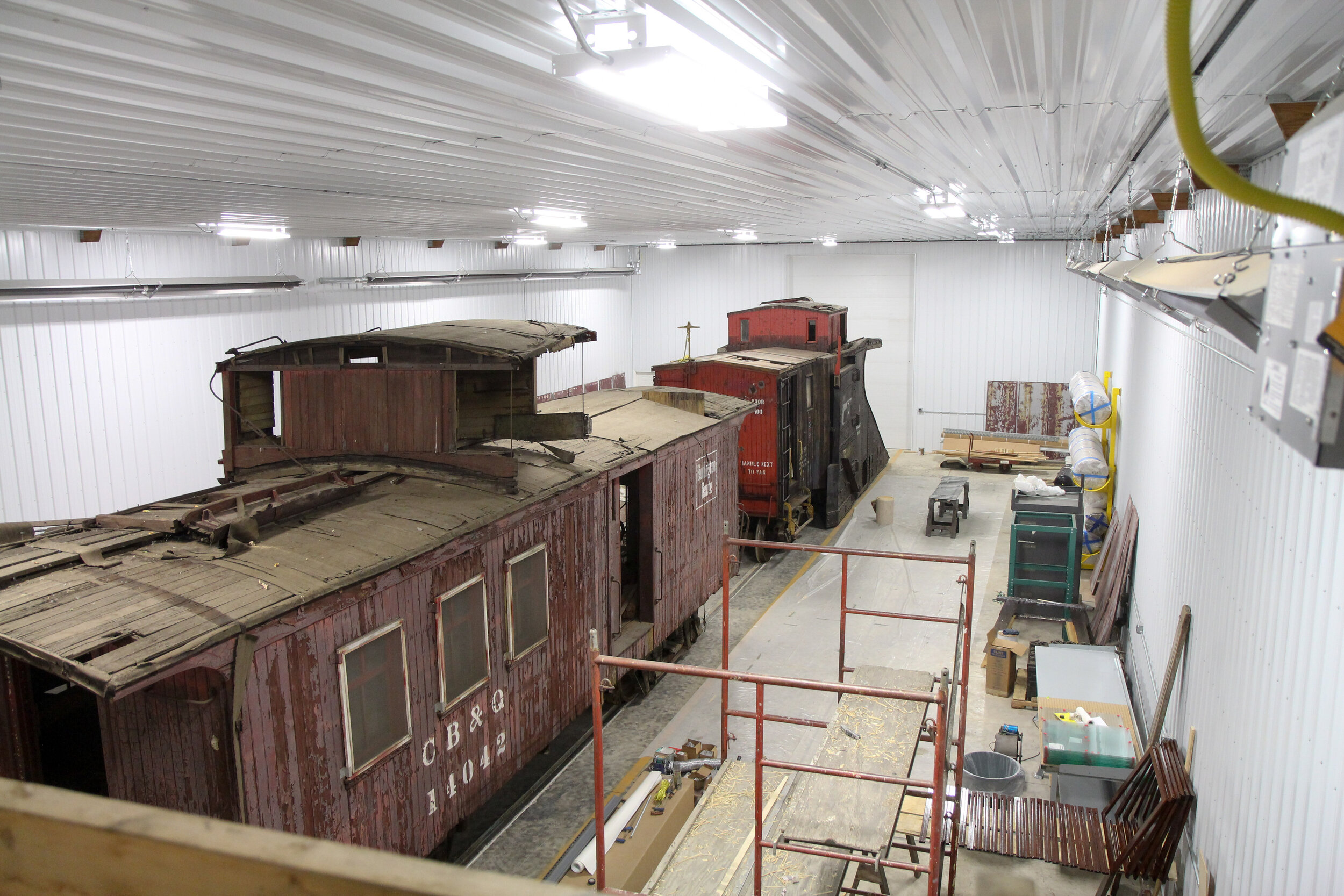 The snow plow and CBQ caboose move in.