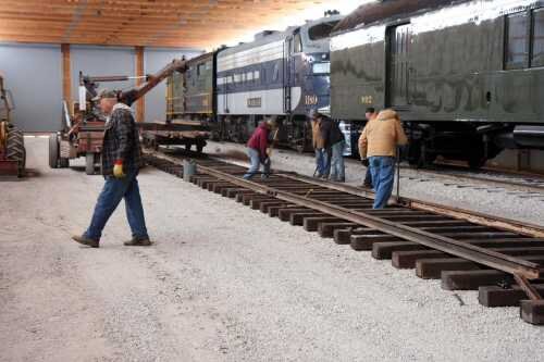 Track work inside the building