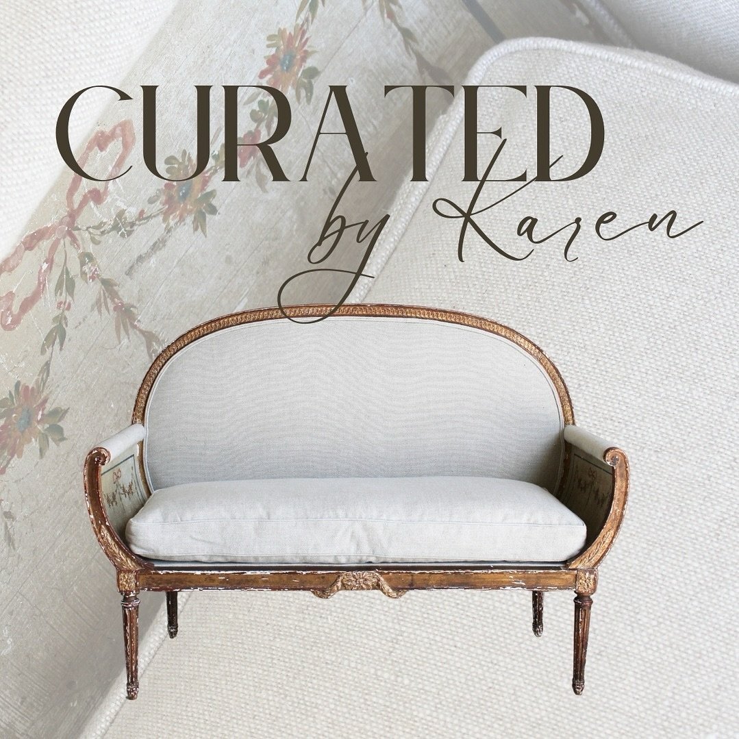 Curated by Karen &mdash; This Antique loveseat has such a unique shape with stunning carved detailing on the frame😍

Dimensions: 51&rdquo;W x 38.5&rdquo;H x 19.5&rdquo;D