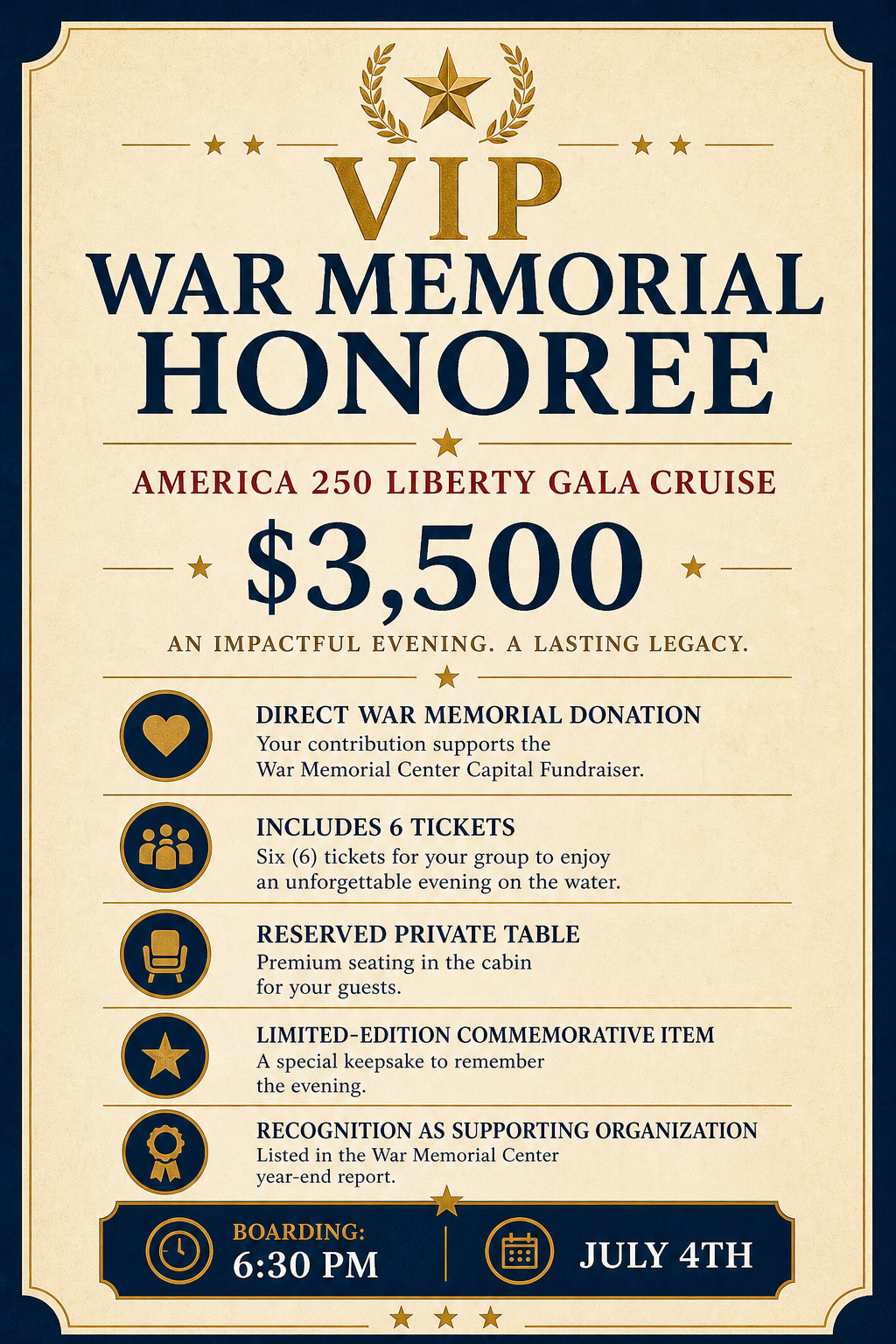 VIP WAR MEMORIAL HONOREE