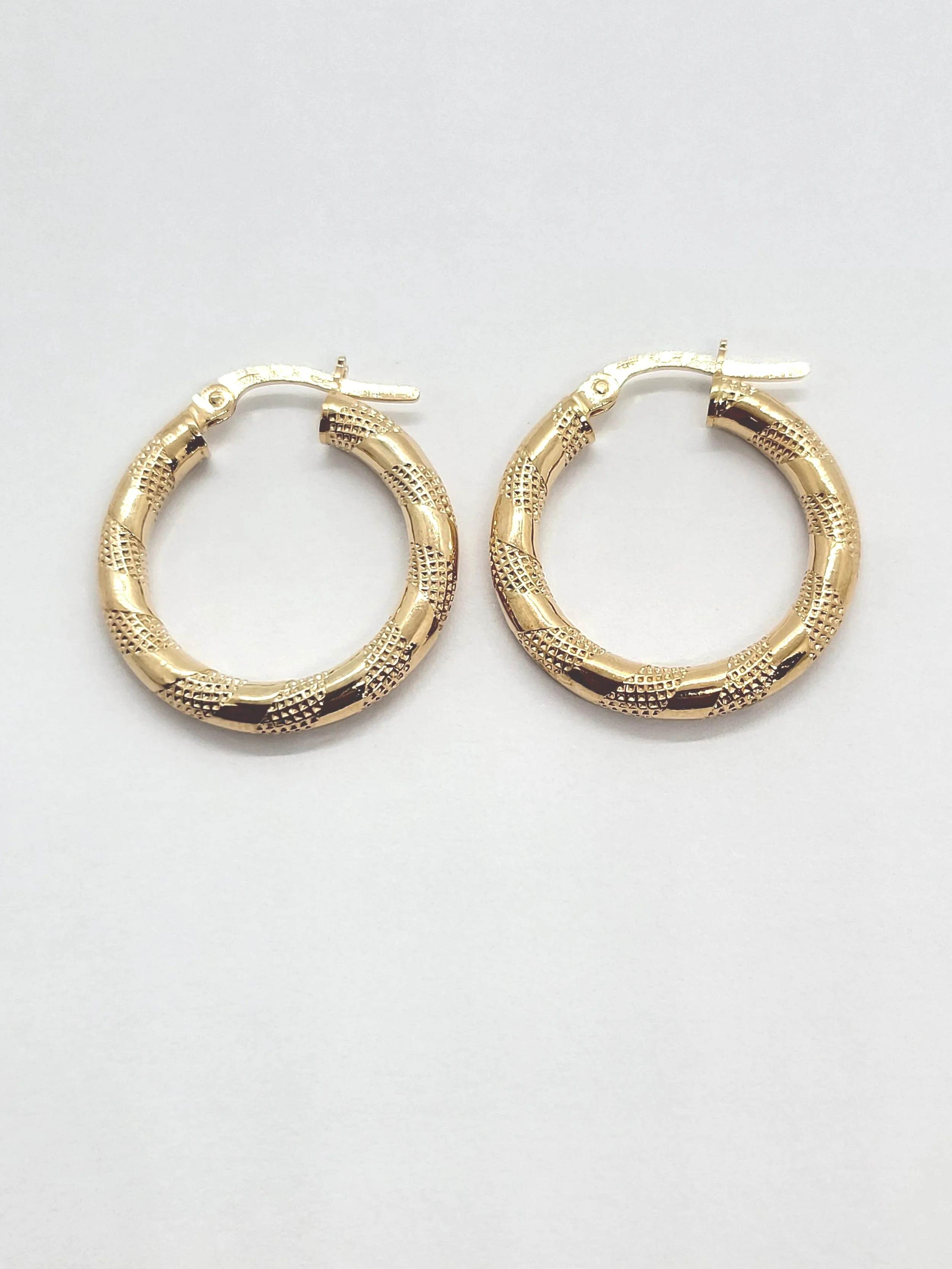 Gold Patterned Hoop Earring
