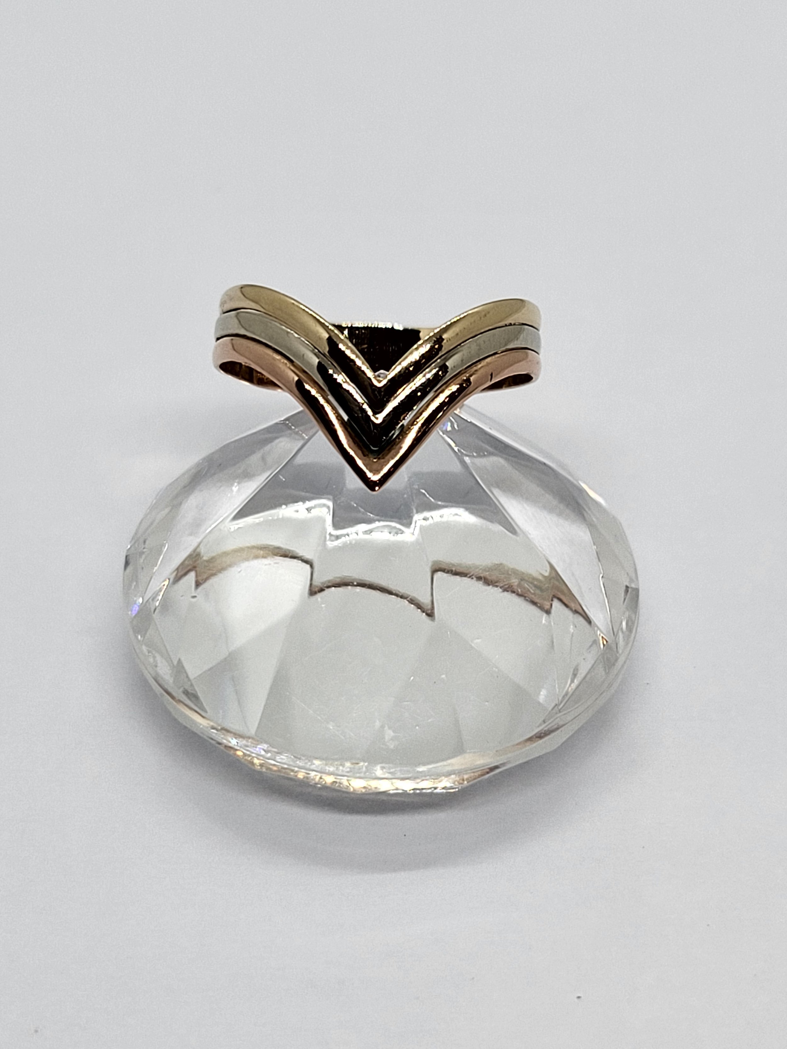 3 Colour Gold Wishbone Ring