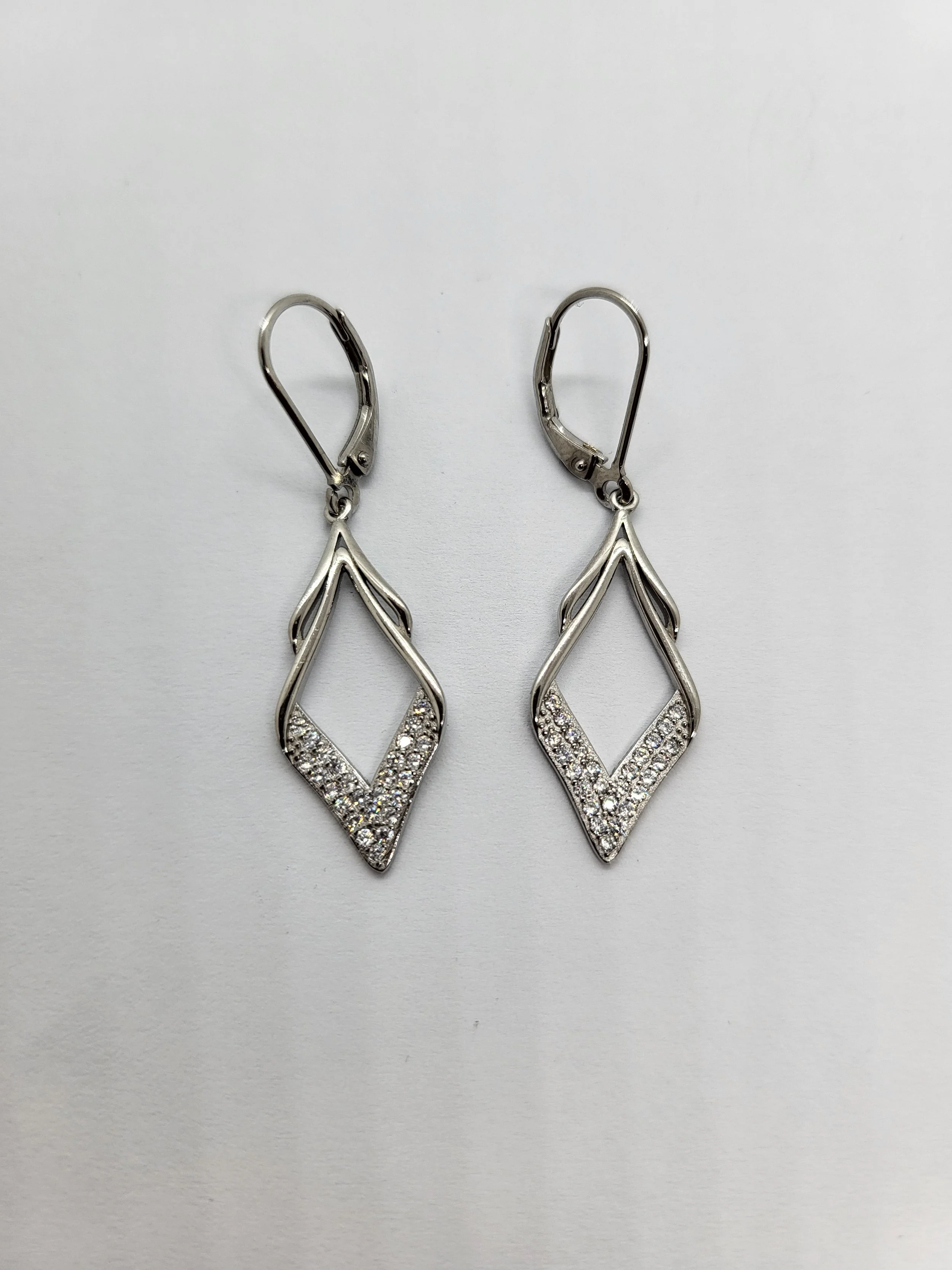 Silver CZ Drop Earrings