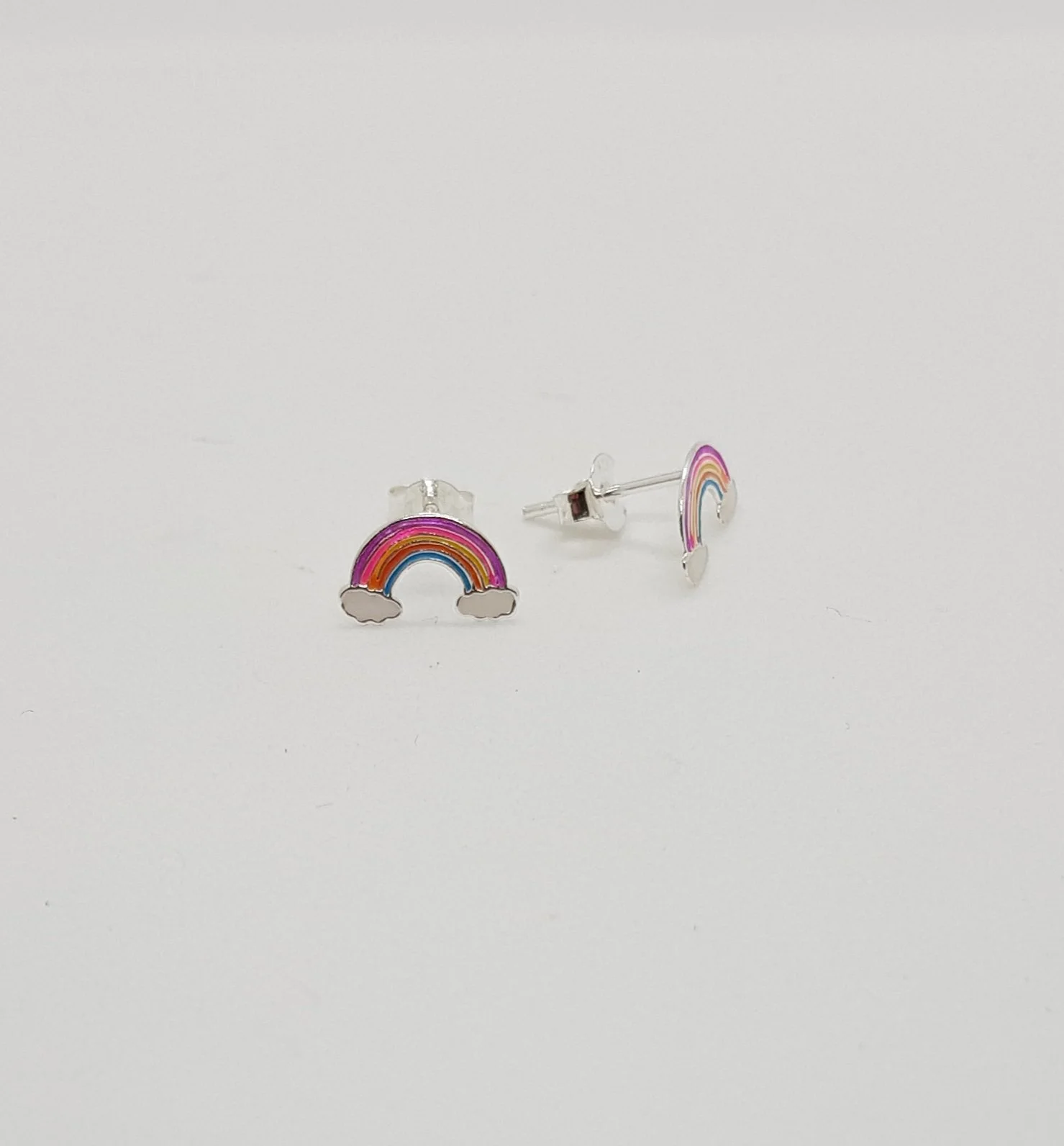Silver Rainbow Stud Earrings