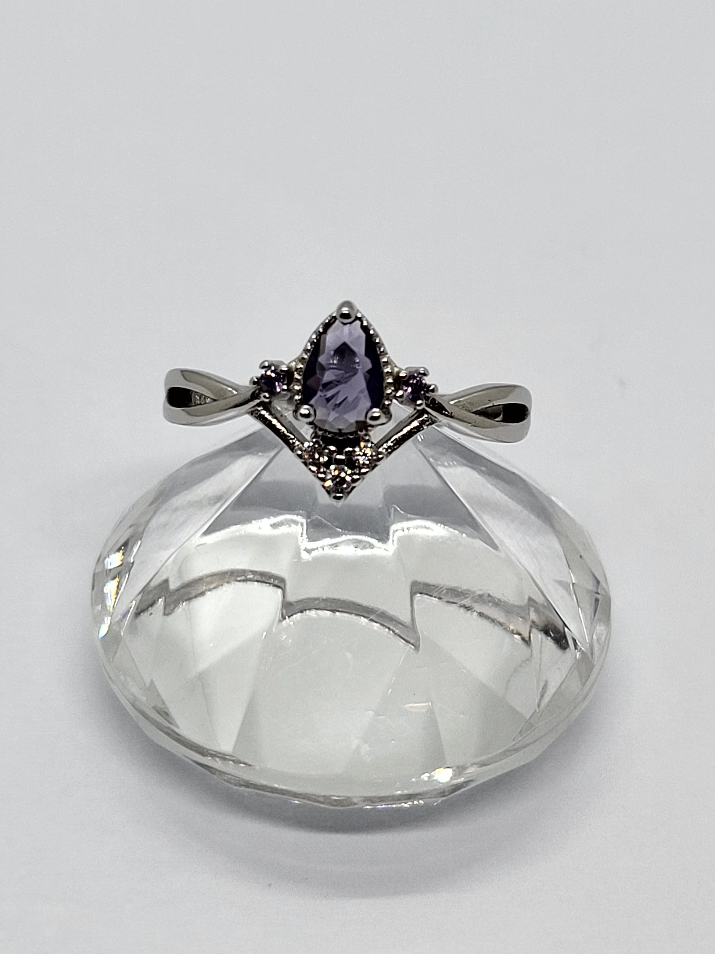 Silver Purple CZ Ring