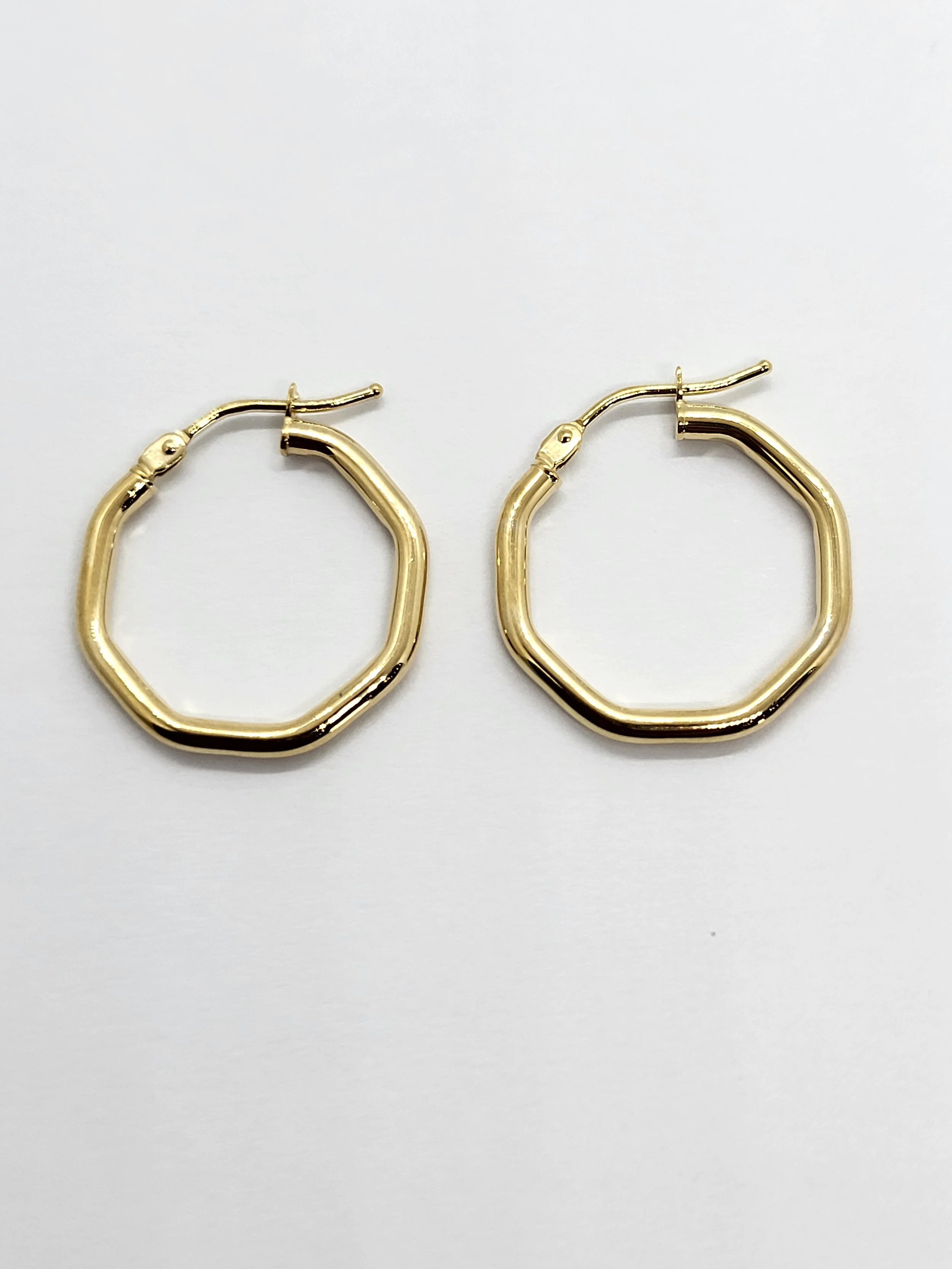 Gold Octagon Hoop Earrings