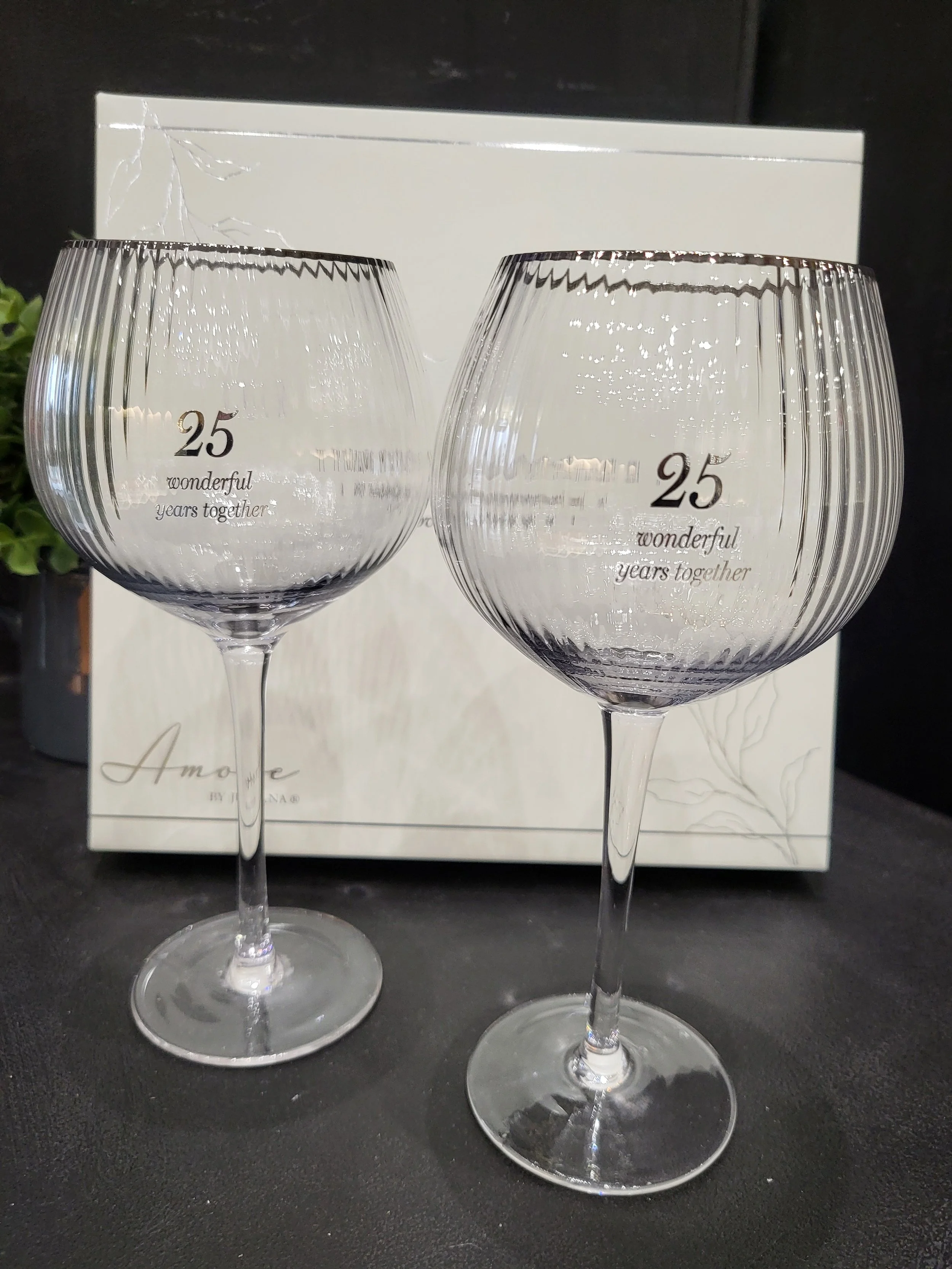 25th Anniversary Set Of 2 Gin Glasses