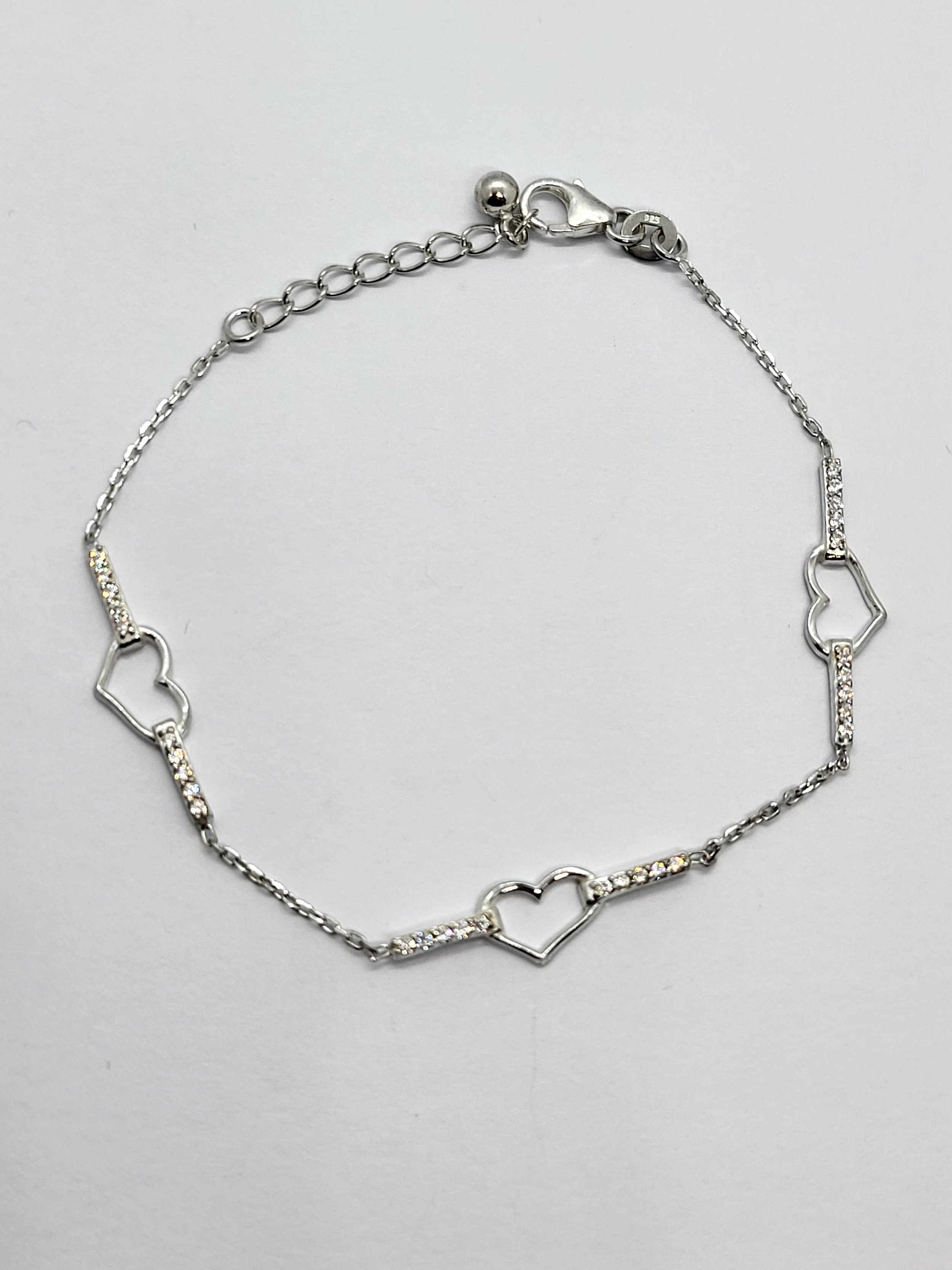 Silver CZ Heart Bracelet