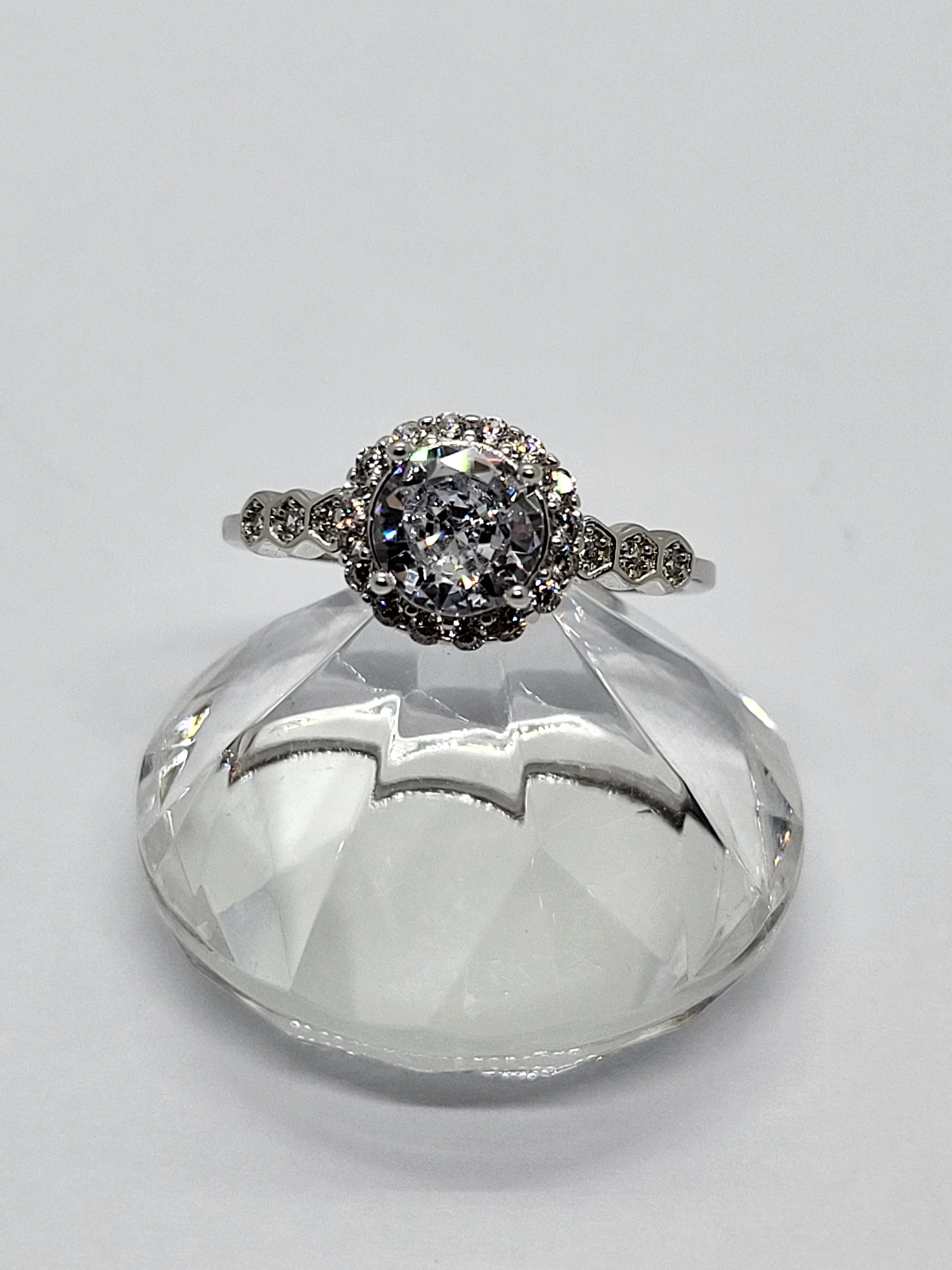 Silver CZ Halo Ring