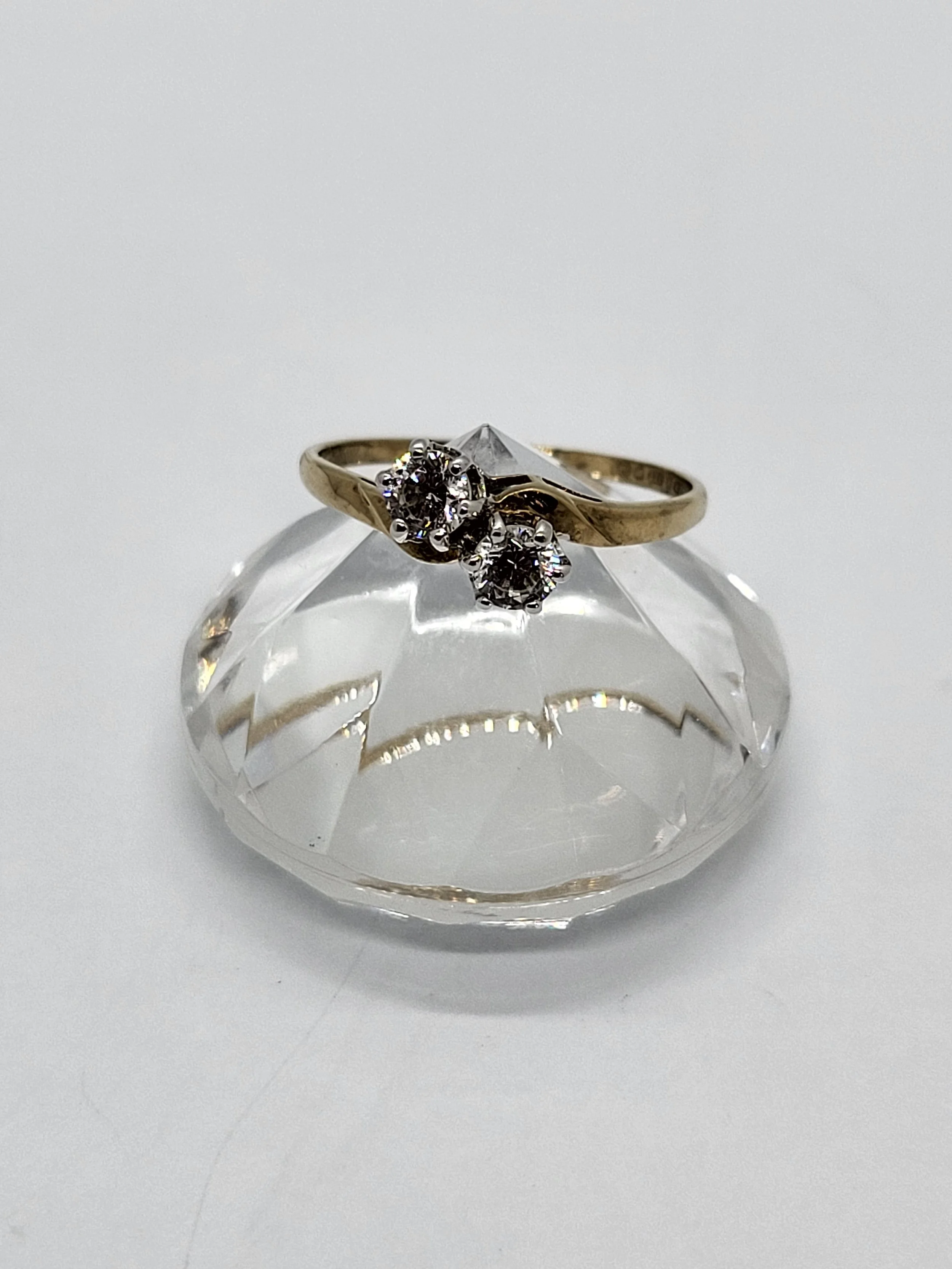 Gold CZ 2 Stone Ring