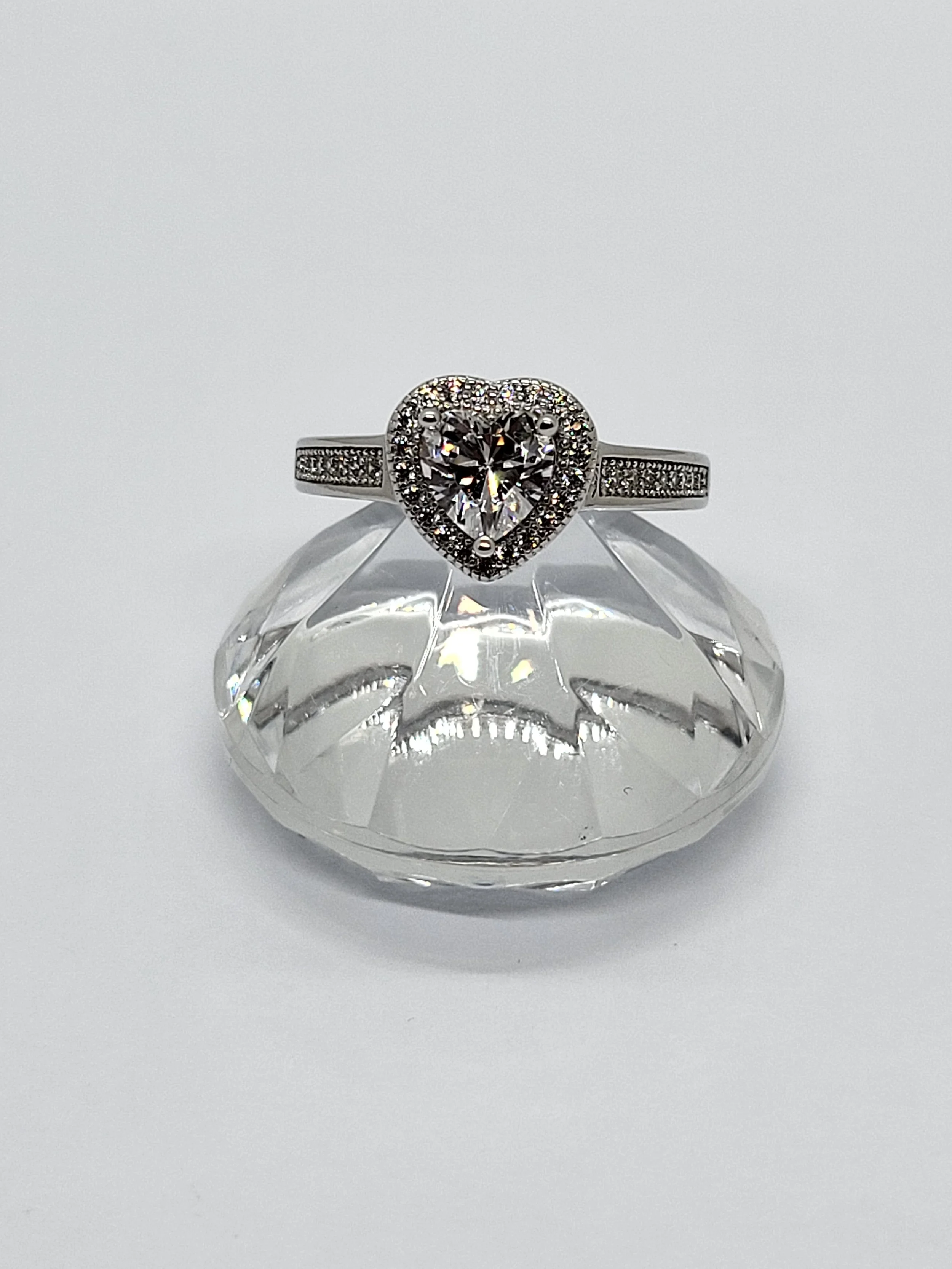 Silver CZ Heart Ring