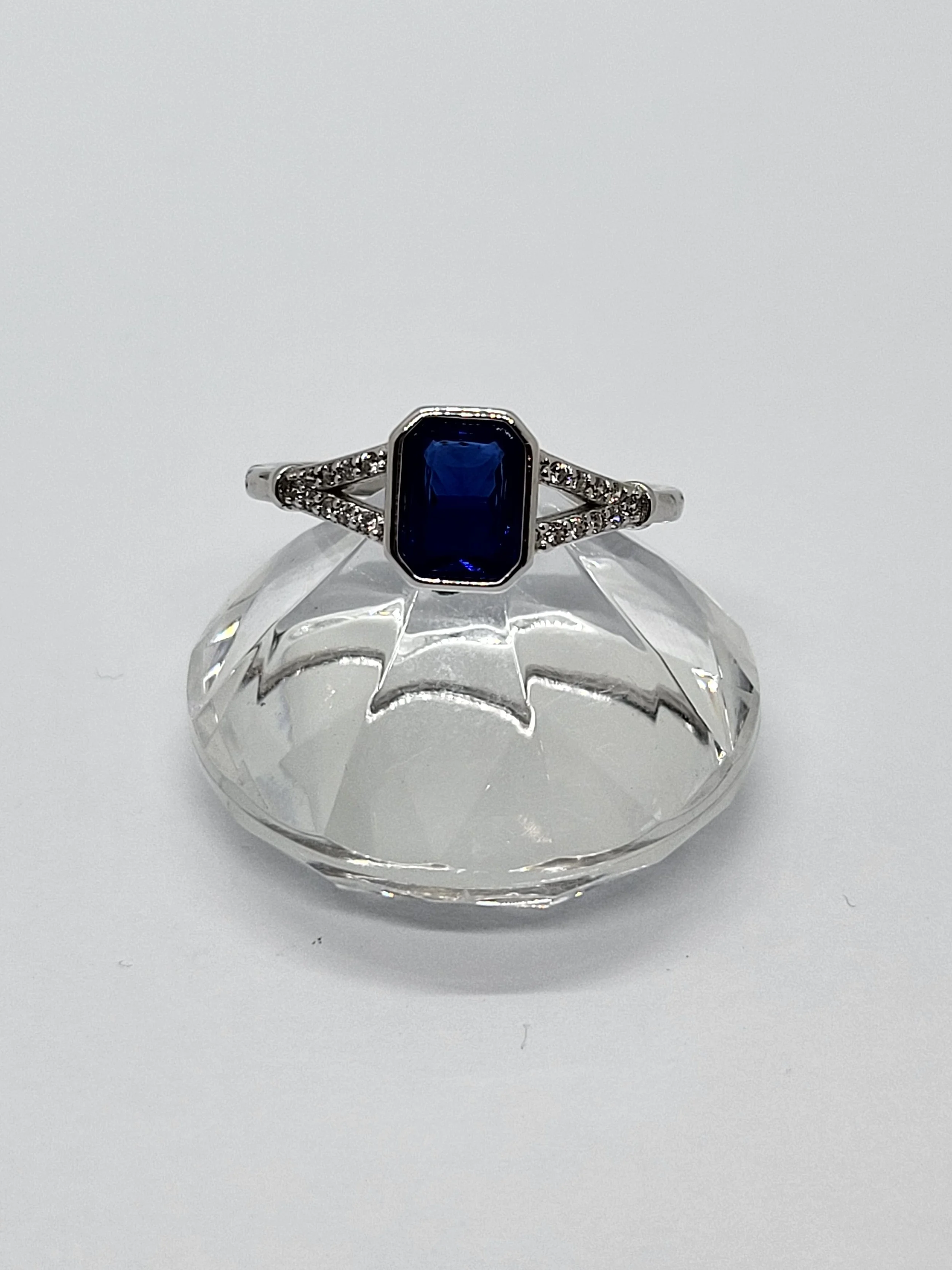 Silver Blue CZ Ring