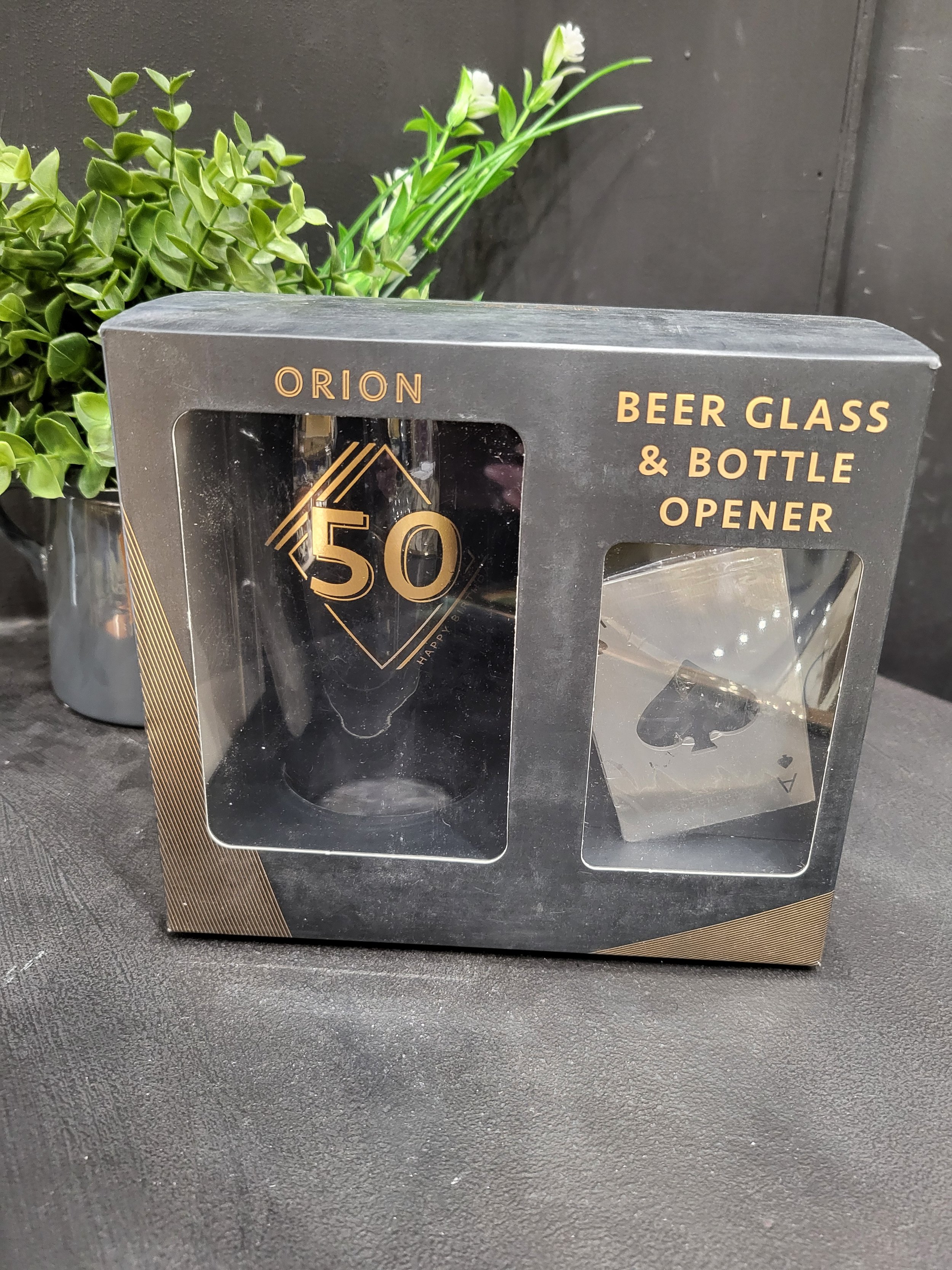 50th Beer Glass & Bottle Opener