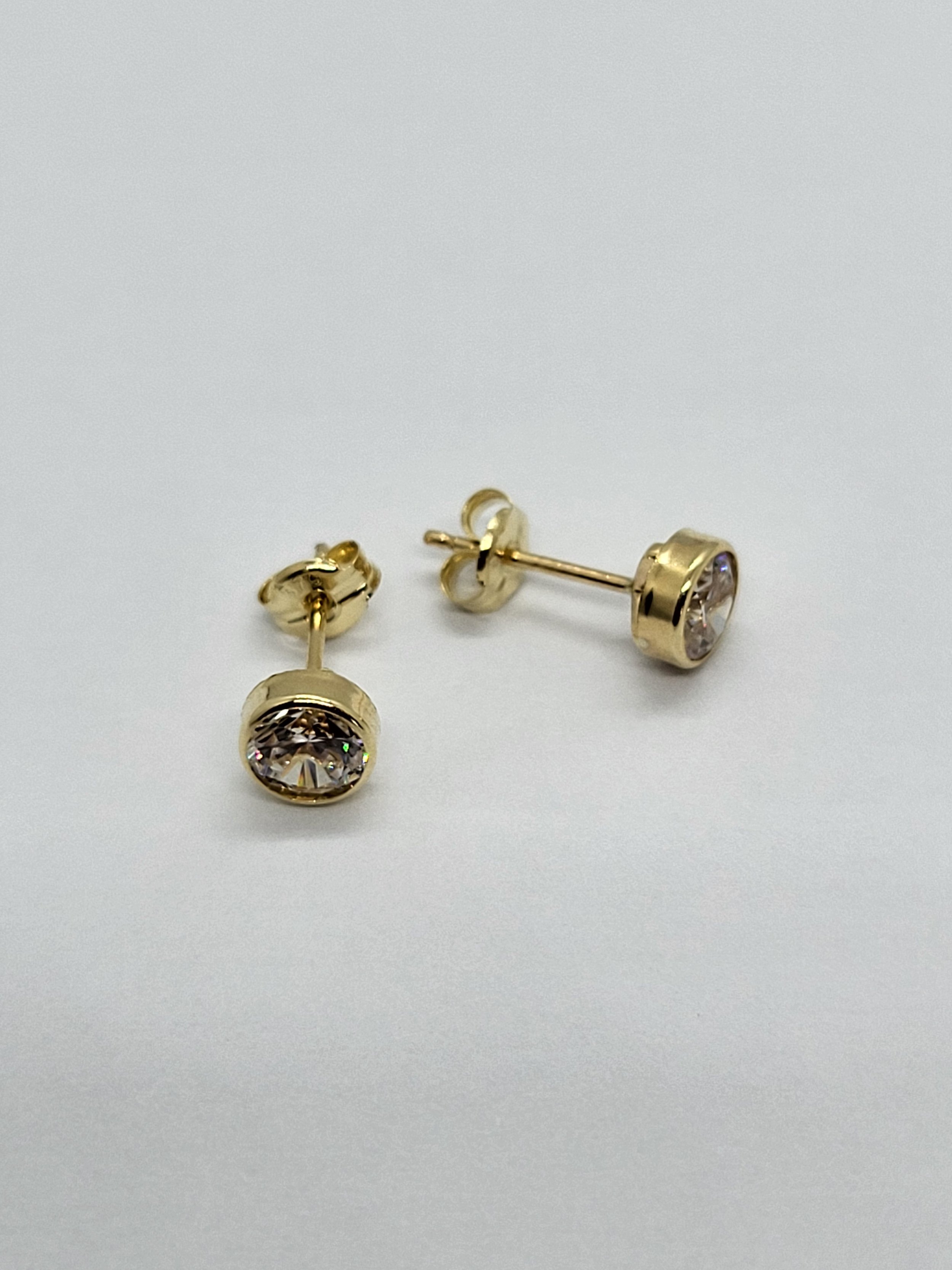 Gold CZ Stud Earrings