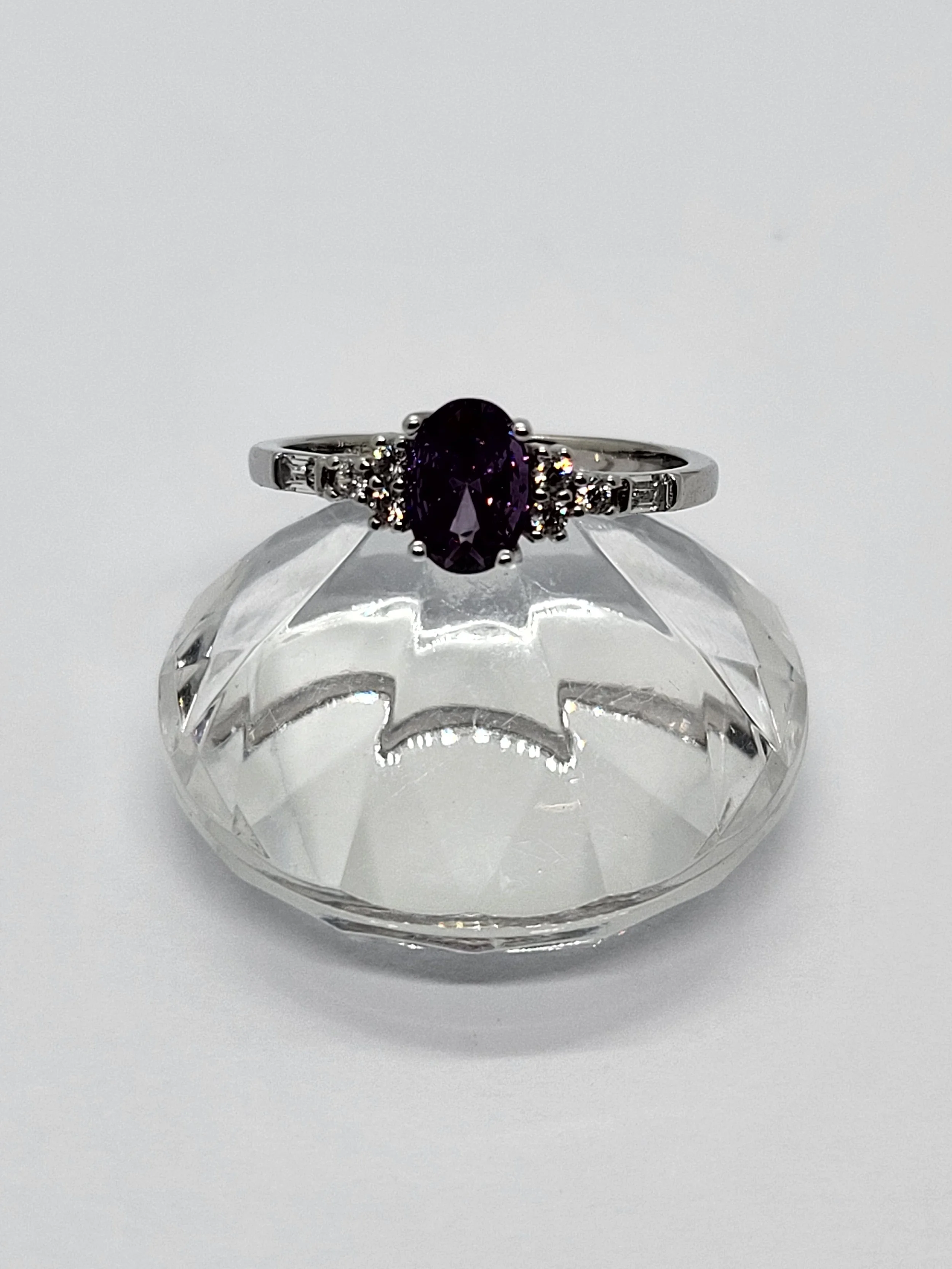 Silver Purple CZ Ring